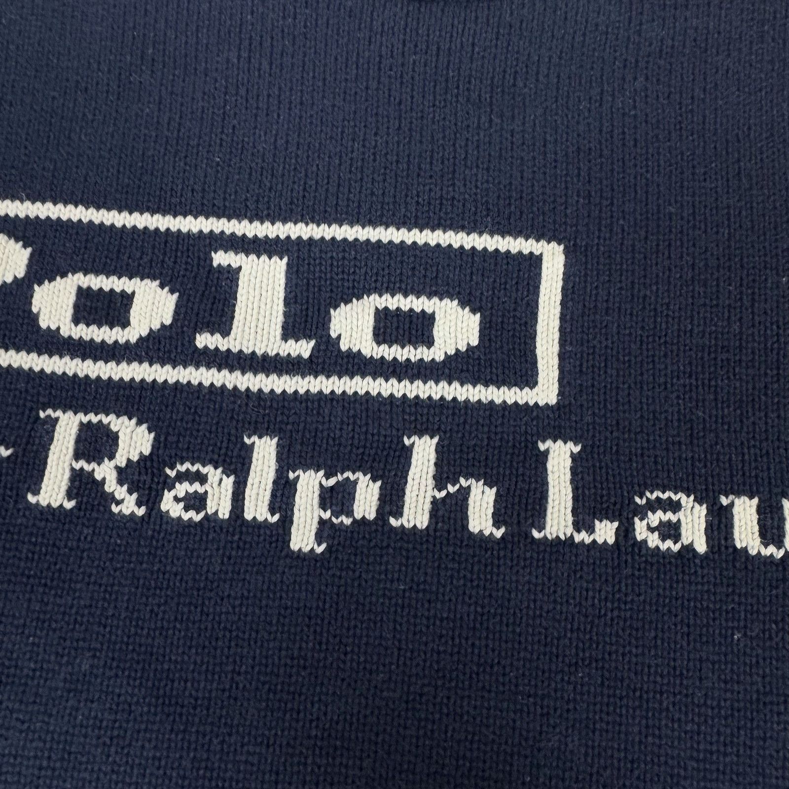 Polo Ralph Lauren × Vintage Polo Ralph Lauren Men's Navy Cotton Pullover Sweater Small Size US S / EU 44-46 / 1 - 5 Thumbnail