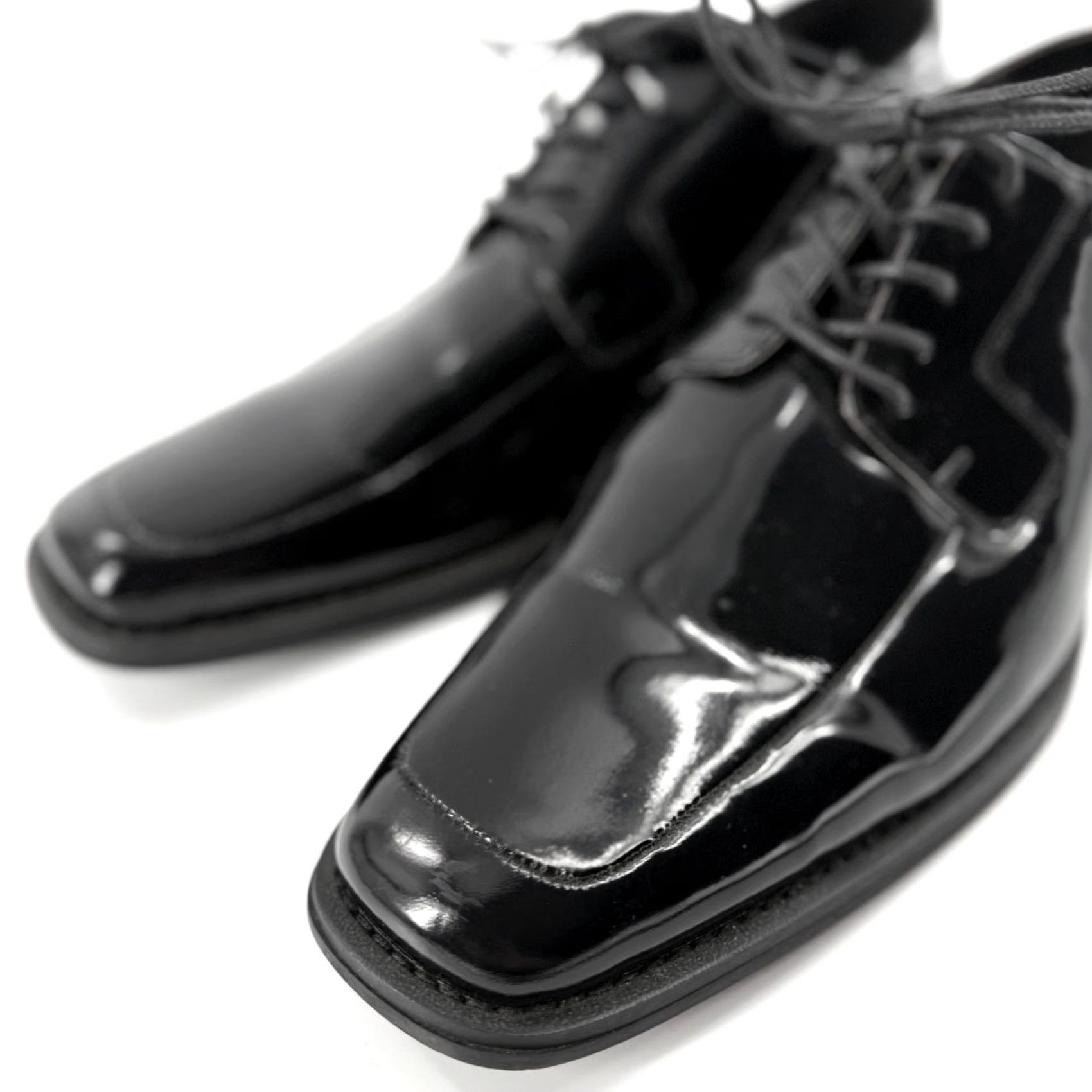 Vintage Studio Via Spiga Mens Laconi Oxford D Dress Patent Leather Black 10.5 D Square Toe Formal Shoes Size US 11 / EU 44 - 7 Thumbnail