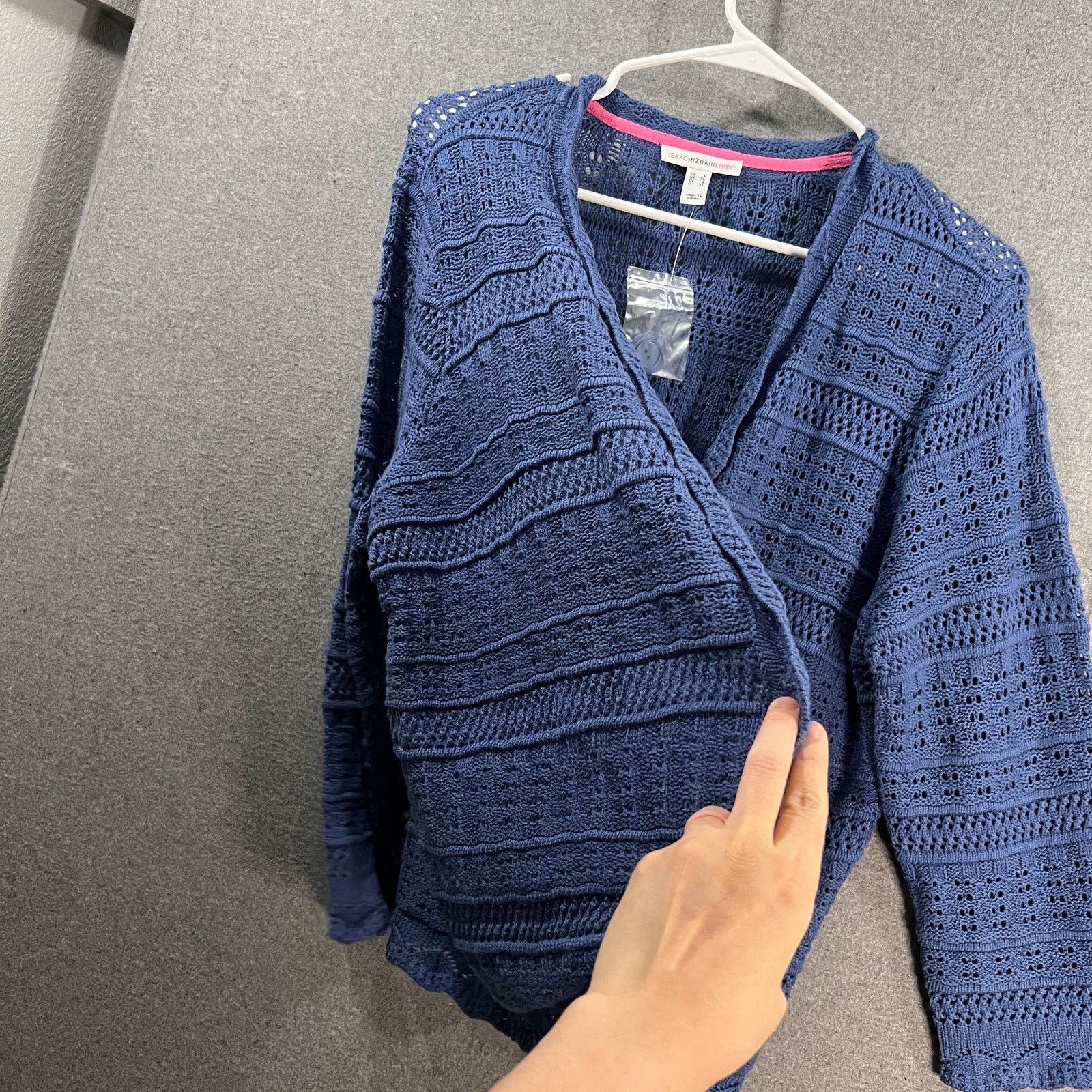 Isaac Mizrahi Isaac Mizrahi LIVE! Pointelle 3/4 Sleeve Crochet Sweate Size L / US 10 / IT 46 - 6 Thumbnail