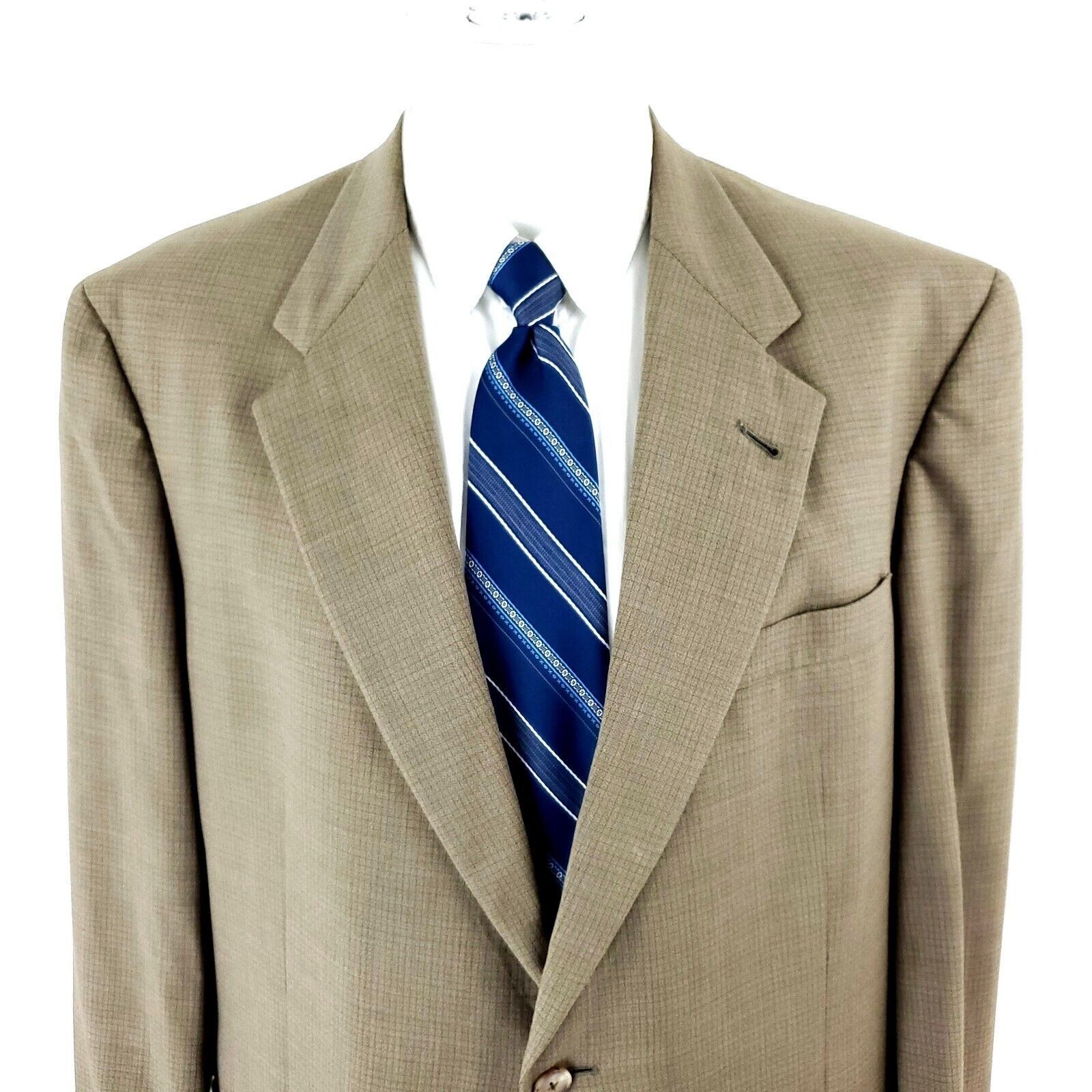Hart Schaffner Marx Hart Schaffner Marx Wool 2 Button Blazer 42L Beige Windowpan Size 42L - 1 Thumbnail
