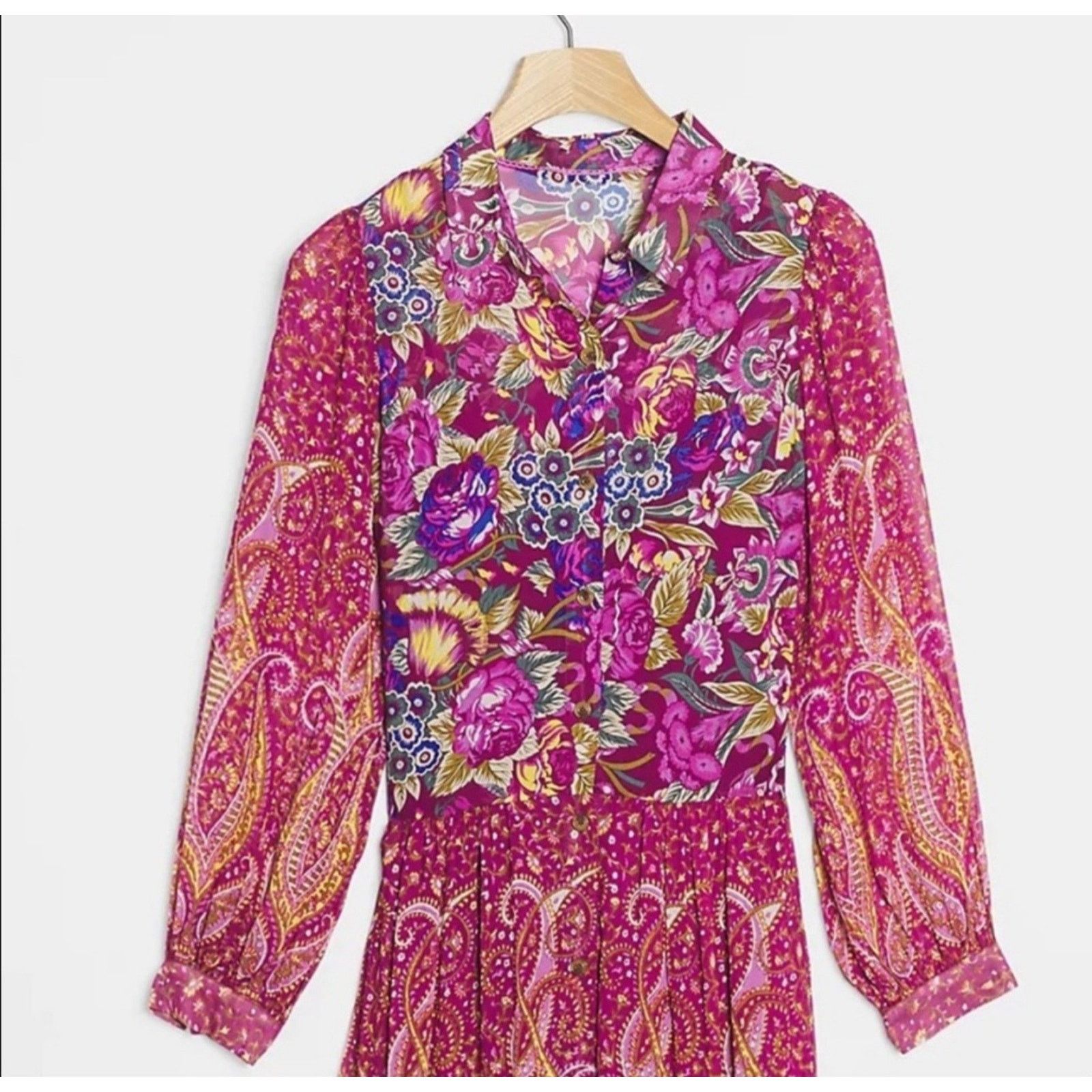 Anthropologie Anthropologie Nicole Floral Asymmetric Floral Shirtdress Mp Size M / US 6-8 / IT 42-44 - 9 Thumbnail
