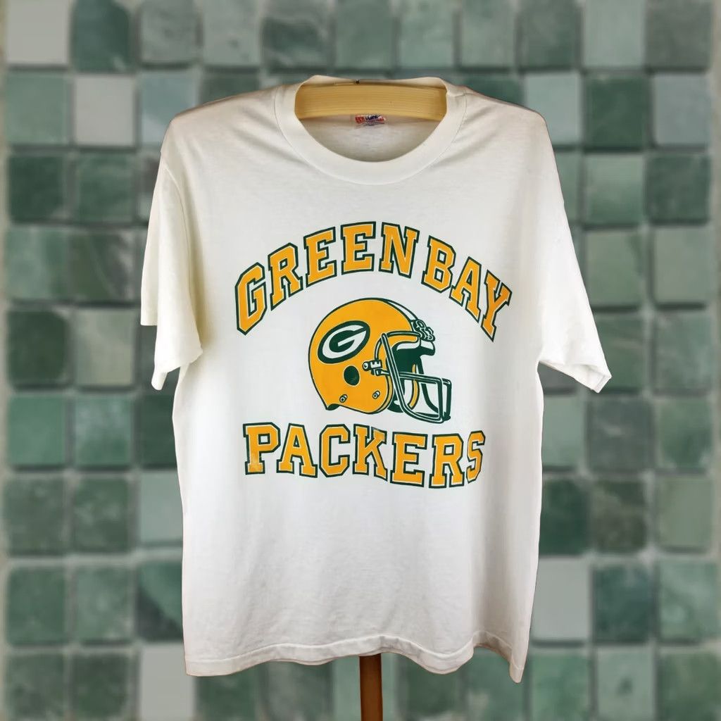 NFL VINTAGE GREENBAY PACKERS NFL SINGLE STITCH WHITE T-SHIRT SZ LARGE Shirt Mens Regular White 80s Retro Football NFL Baseball Charm Disney Halloween USA Size US L / EU 52-54 / 3 - 1 Thumbnail