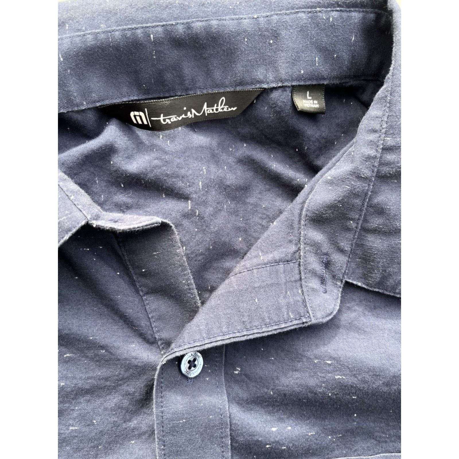 TravisMathew Travis Mathew Shirt Blue Geometric L Breathable Casual City Button-Up Regular Short Sleeve Men's Size US L / EU 52-54 / 3 - 3 Thumbnail