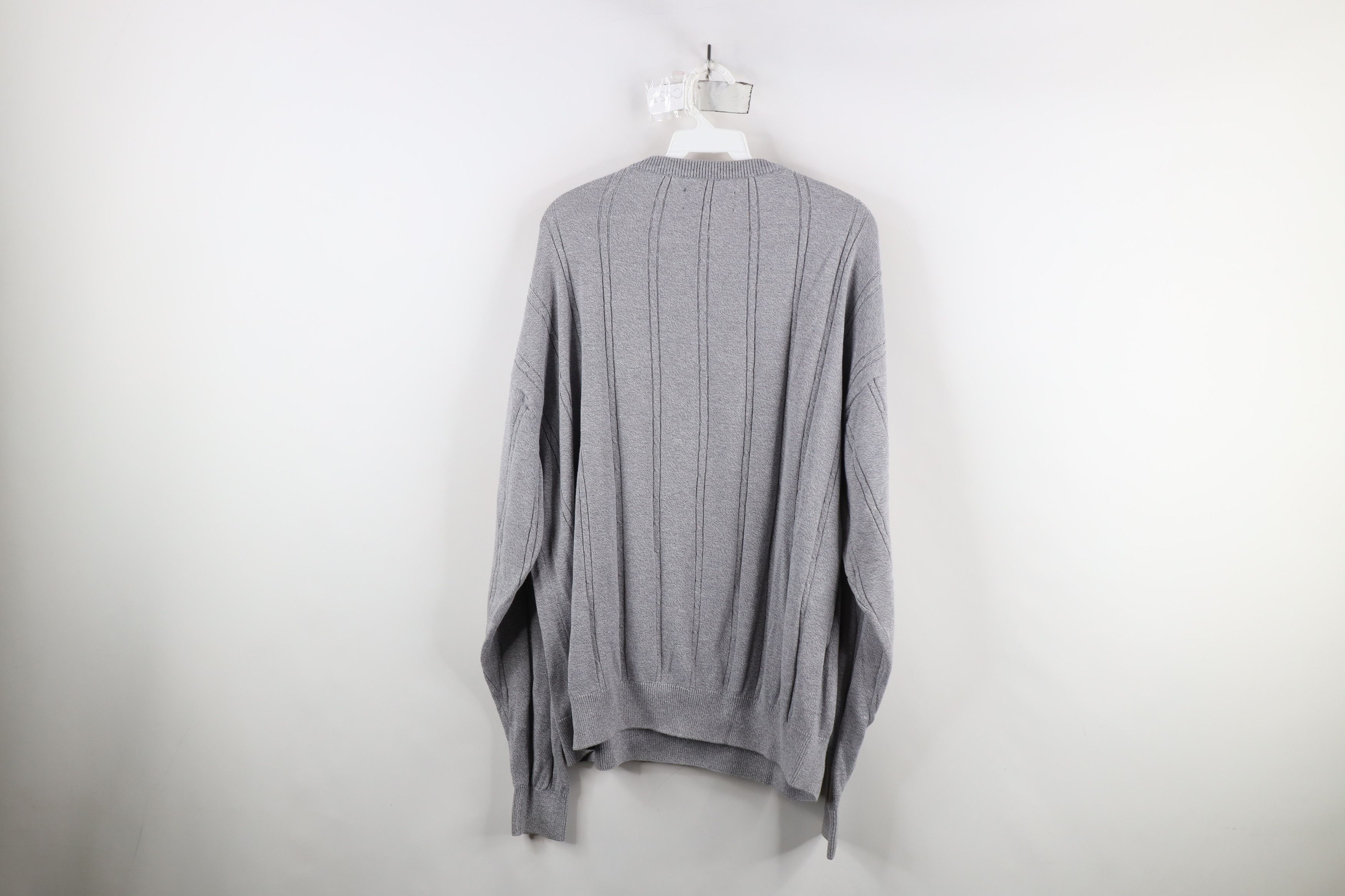 Vintage Vintage 90s Streetwear Blank Cotton Cable Knit Sweater Gray Size US L / EU 52-54 / 3 - 8 Thumbnail