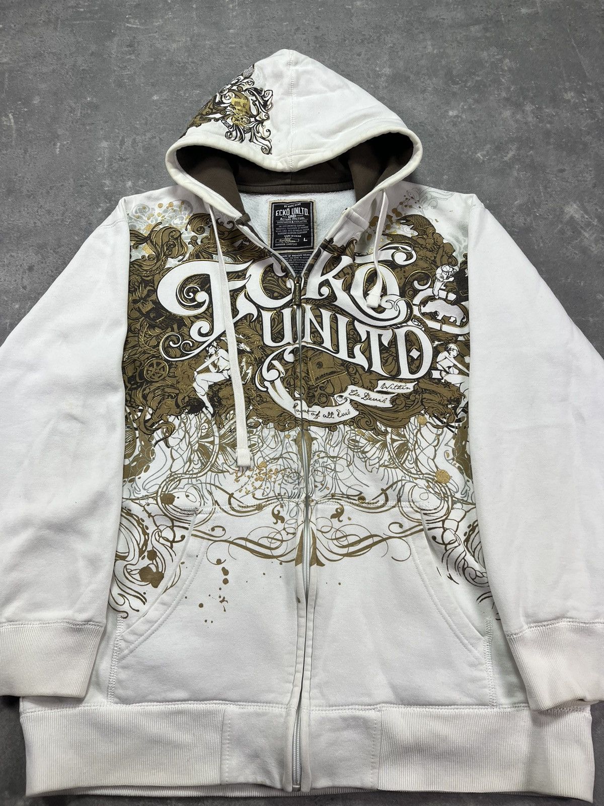 Ecko Unltd. Ecko Unltd. Big Print Logo Baggy Zip Hoodie L XL Size US L / EU 52-54 / 3 - 16 Thumbnail