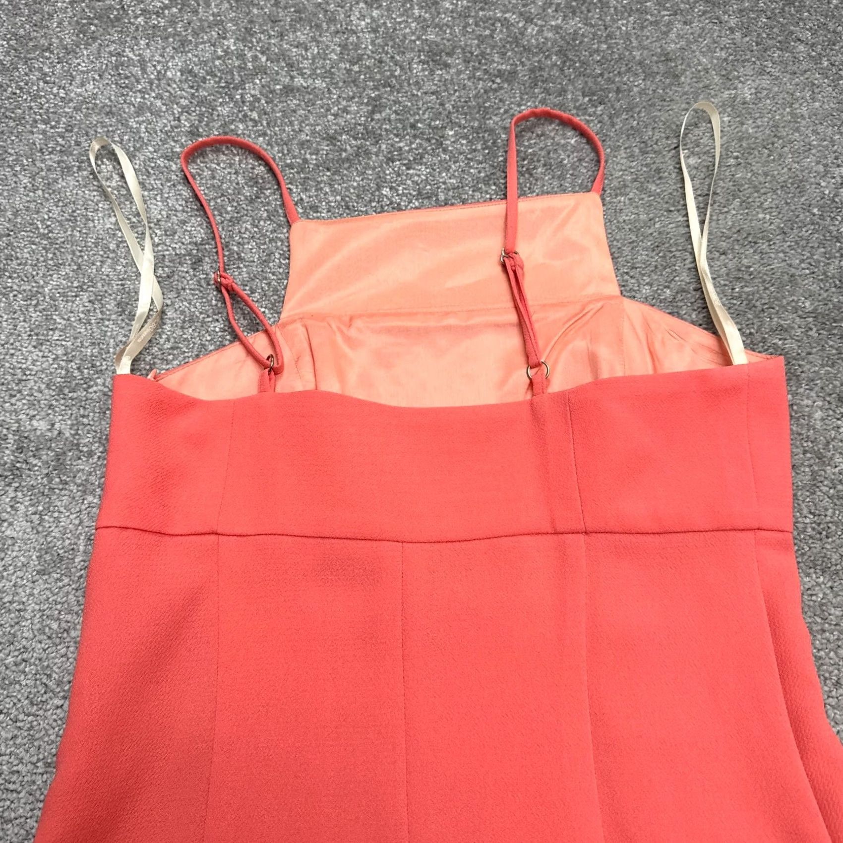 BCBGeneration BCBGeneration Dress Women Mini Peach Square Neck Sleeveless 4 Asymmetric Strappy Sleeve Orange Pattern Solid Size S / US 4 / IT 40 - 4 Thumbnail