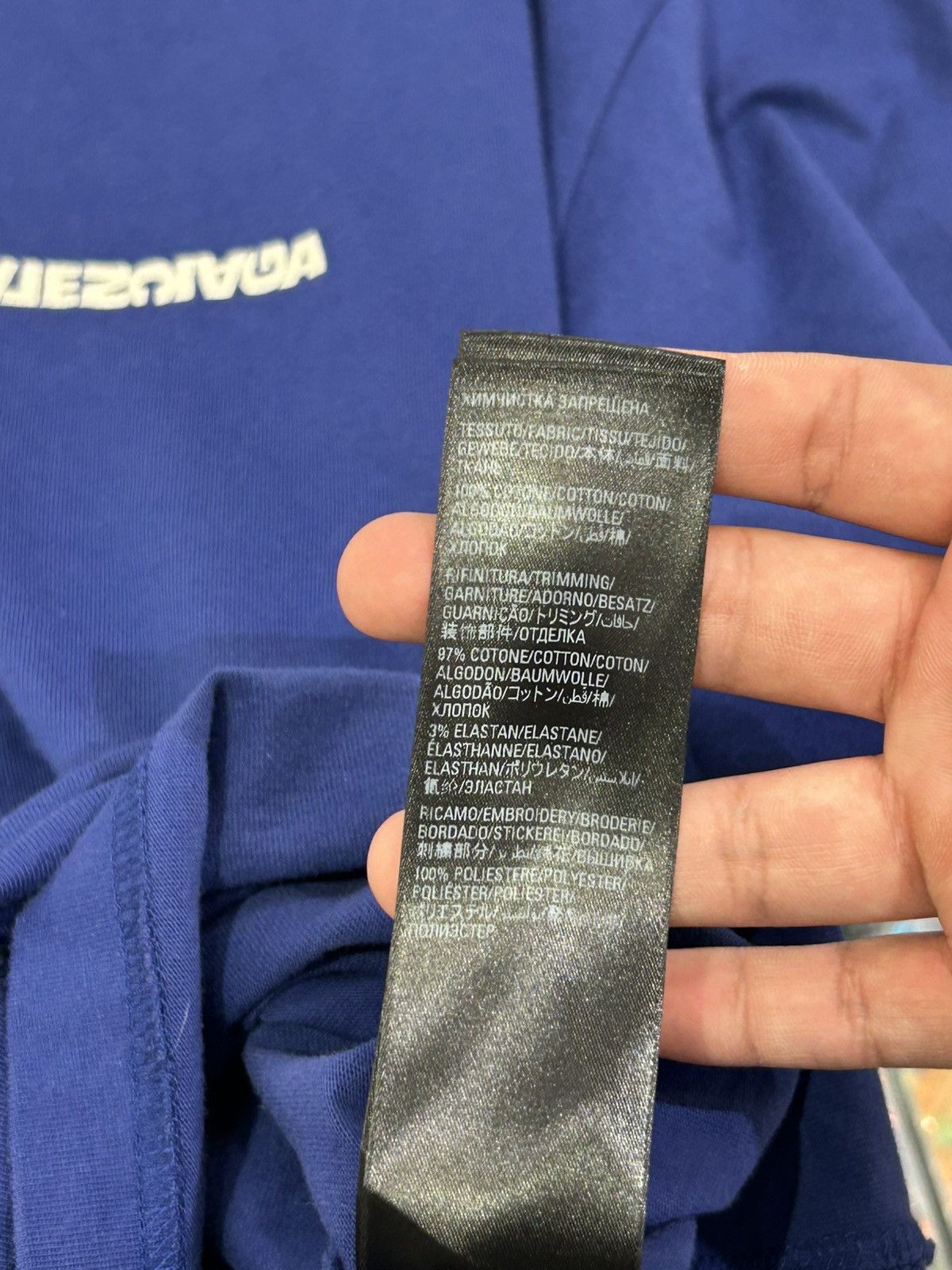 Balenciaga Balenciaga turn artwork embroidered tee blue cream Size US M / EU 48-50 / 2 - 10 Thumbnail
