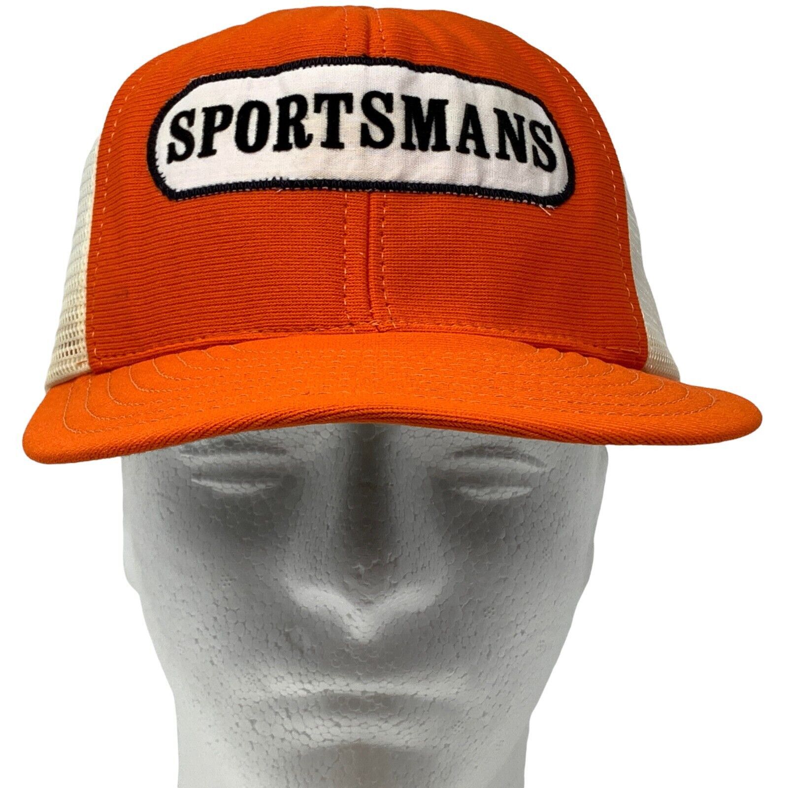Vintage Vintage 80s Sportsmans Trucker Hat Baseball Cap Orange USA Size ONE SIZE - 2 Thumbnail