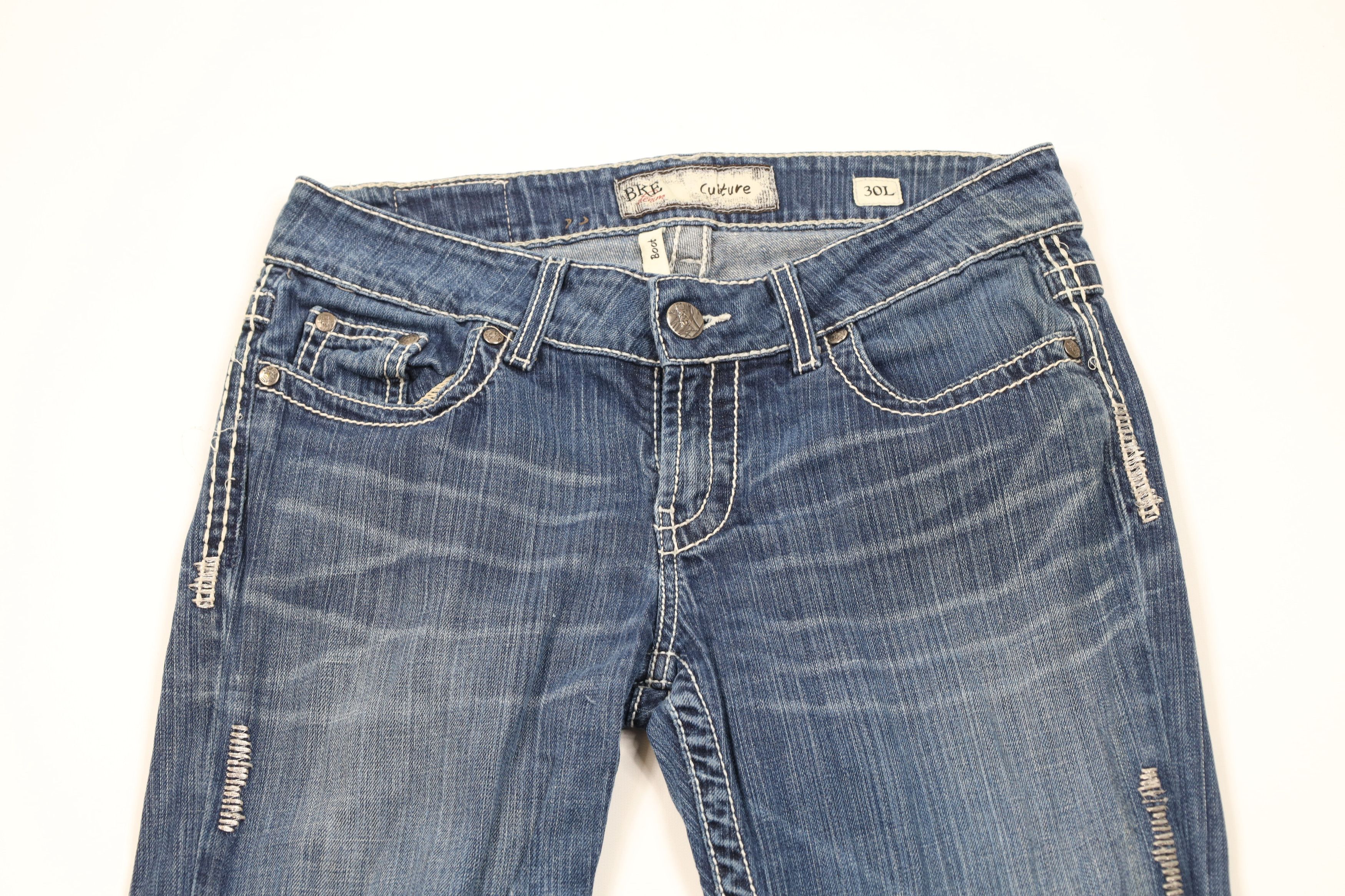 Vintage Buckle BKE Thick Stitch Culture Boot Cut Denim Jeans Blue Size 30" / US 8 / IT 44 - 2 Thumbnail