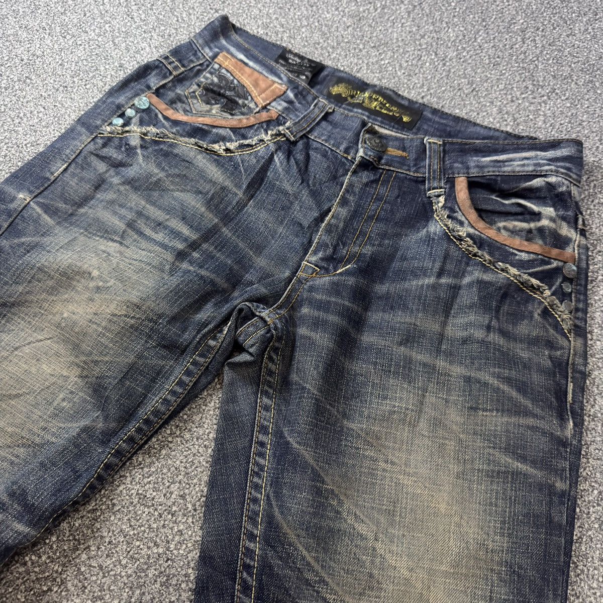 Rock Revival Crazy Seditionaries Red Papper Spellout Distressed Denim Size US 32 / EU 48 - 3 Thumbnail