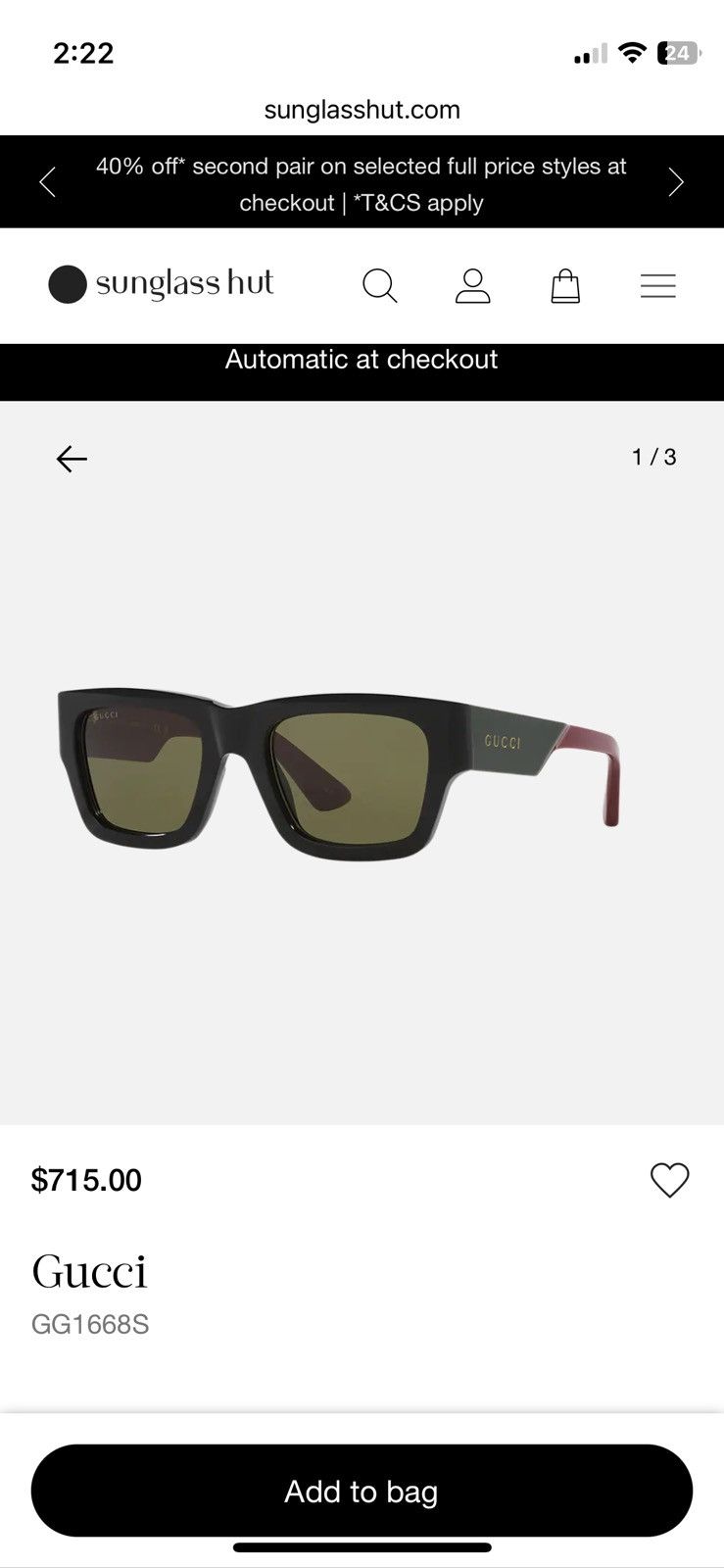 Gucci Gucci GG1668S Oblique Size ONE SIZE - 8 Thumbnail