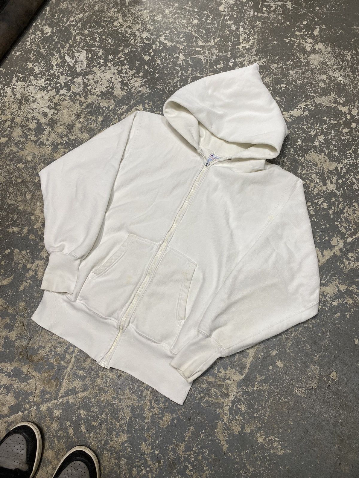 Champion × Vintage Vintage Champion Reverse Weave White Zip Up Hoodie 90s USA Size US L / EU 52-54 / 3 - 2 Thumbnail