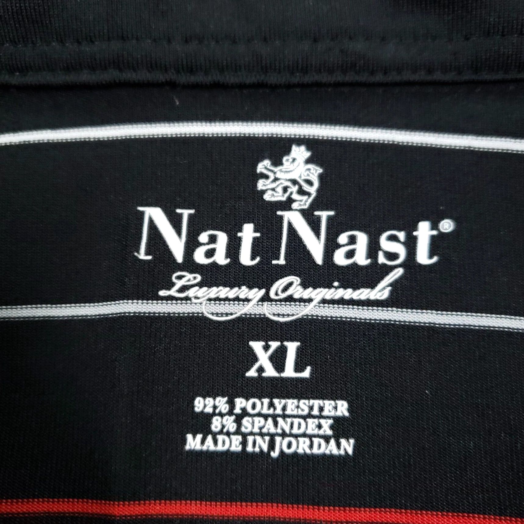 Nat Nast Nat Nast Mens Polo Shirt Extra Large Black Red Striped Short Sleeve Classic Soft Golf Tennis Size US XL / EU 56 / 4 - 5 Thumbnail