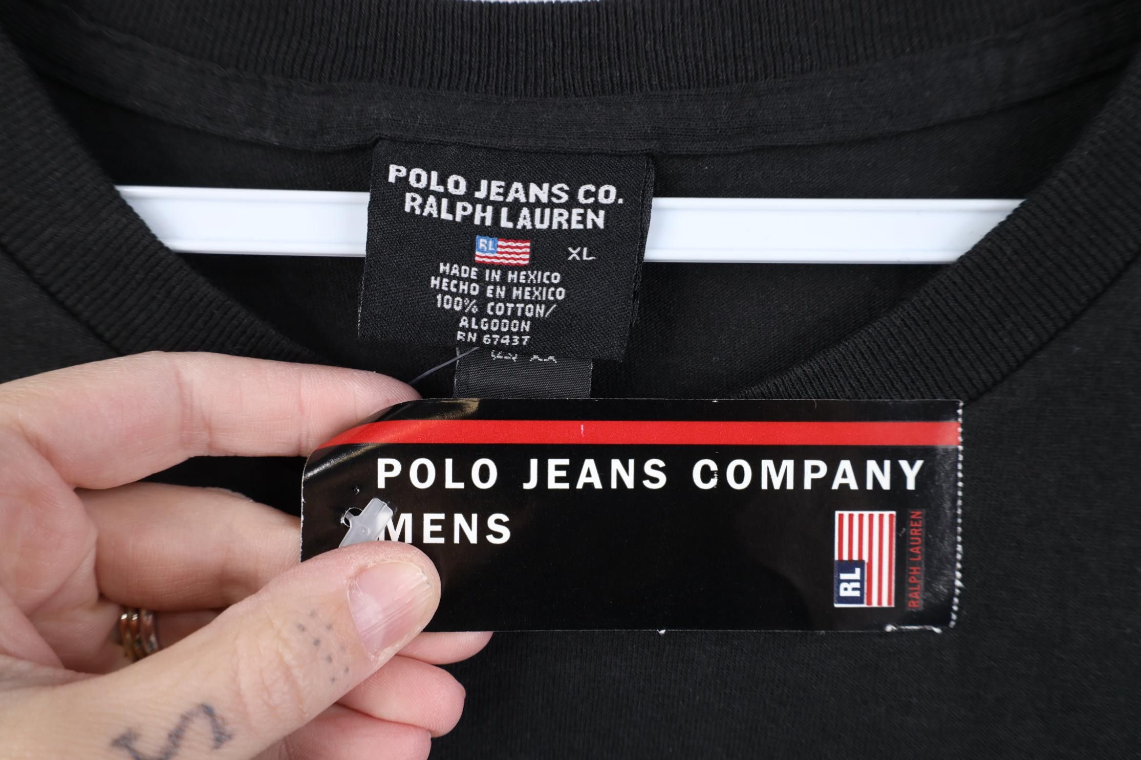Polo Ralph Lauren Deadstock Vintage 90s Ralph Lauren Monogram T-Shirt Black Size US XL / EU 56 / 4 - 4 Thumbnail