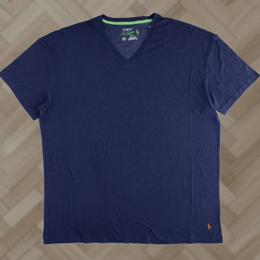 Polo Ralph Lauren Polo Ralph Lauren Sleepshirt Short Sleeve V-Neck 2XL Navy 100% Cotton Logo Polo Pony Mens Shirt Size US XXL / EU 58 / 5 - 1 Thumbnail