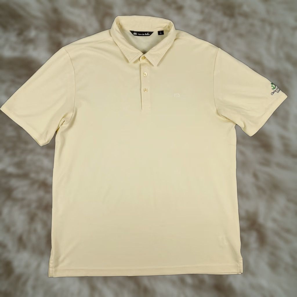 TravisMathew Travis Mathew Golf Polo Shirt Yellow Adult Large Short Sleeve Solid Activewear Mens Size US L / EU 52-54 / 3 - 1 Thumbnail