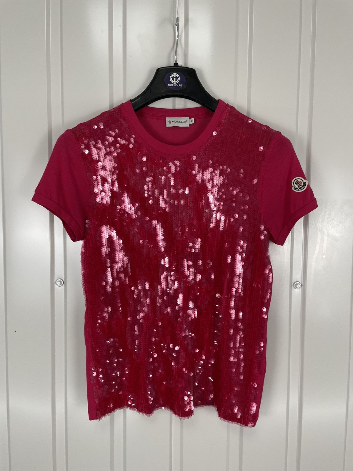 Moncler × Moncler Gamme Bleu × Moncler Grenoble Vintage MONCLER Patch Logo Rhinestones Short Sleeve T-Shirt Top S Size S / US 4 / IT 40 - 1 Thumbnail