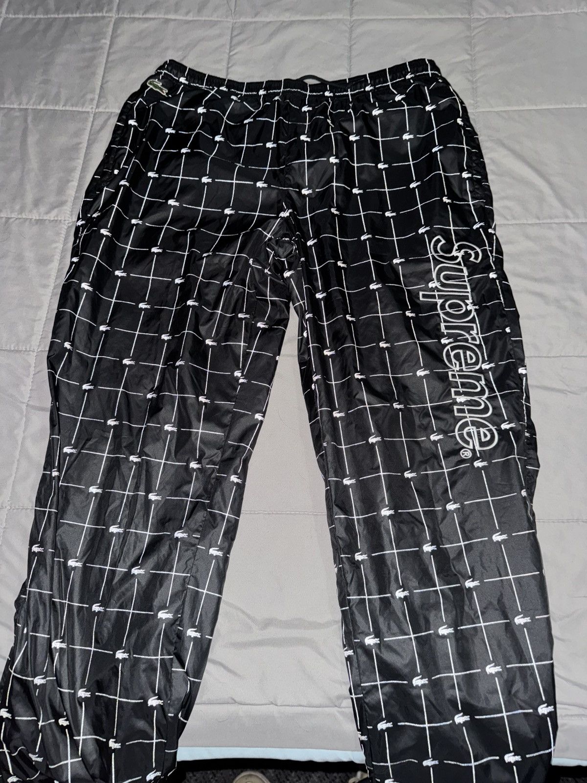 Lacoste × Supreme Large Supreme x Lacoste Nylon Grid Reflective Black Size US 32 / EU 48 - 1 Thumbnail