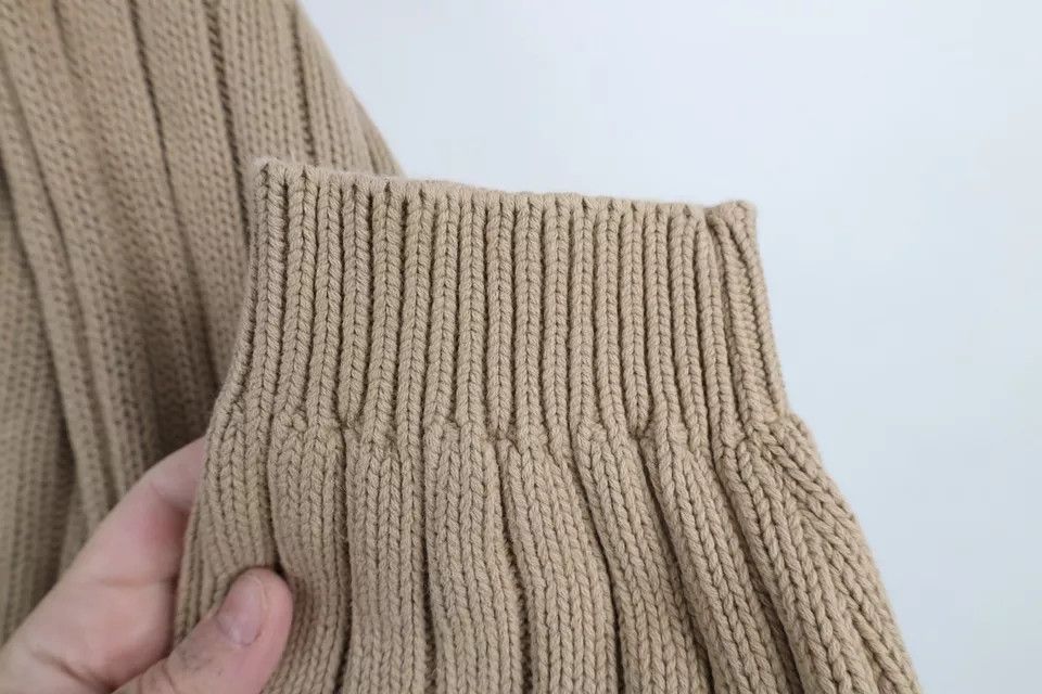 Vintage Vintage 90s Streetwear Ribbed Knit Crewneck Sweater Beige Size US XXL / EU 58 / 5 - 9 Thumbnail
