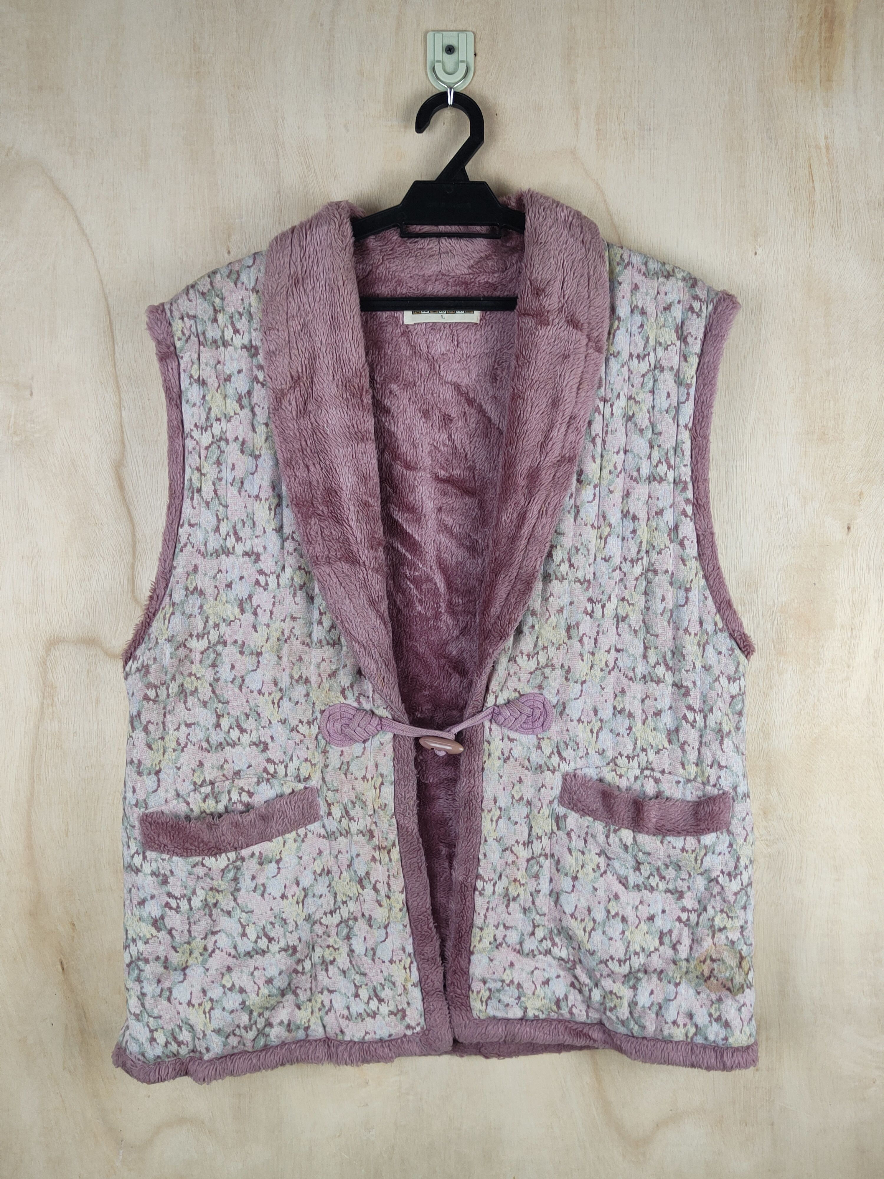 Japanese Brand Japan vintage Pink Flowers Vests #S2448 Size L / US 10 / IT 46 - 1 Thumbnail