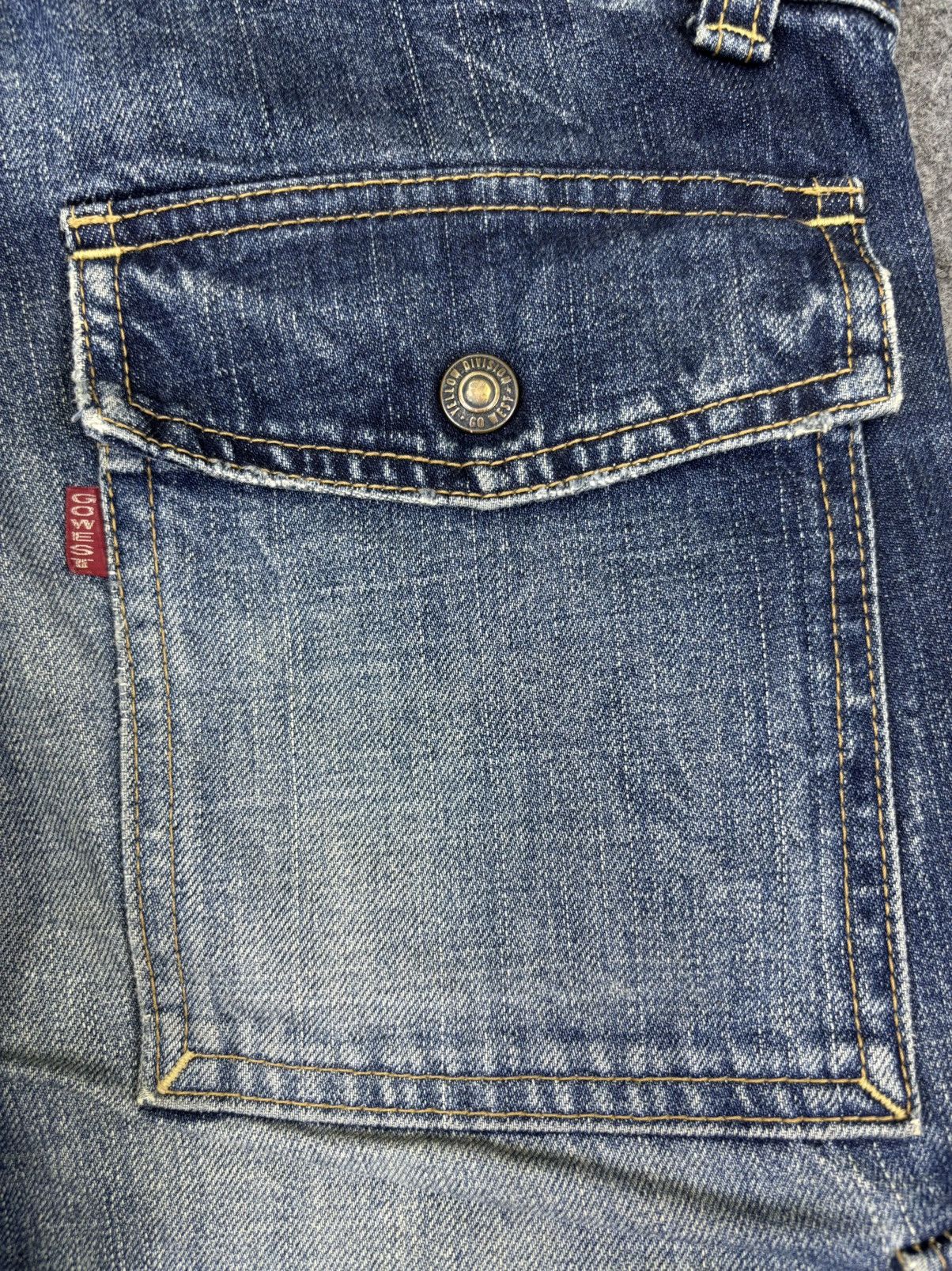 Japanese Brand 💥Thrashed💥Vtg Gowest heavy Distressed Cargo Denim F977 Size US 32 / EU 48 - 11 Thumbnail