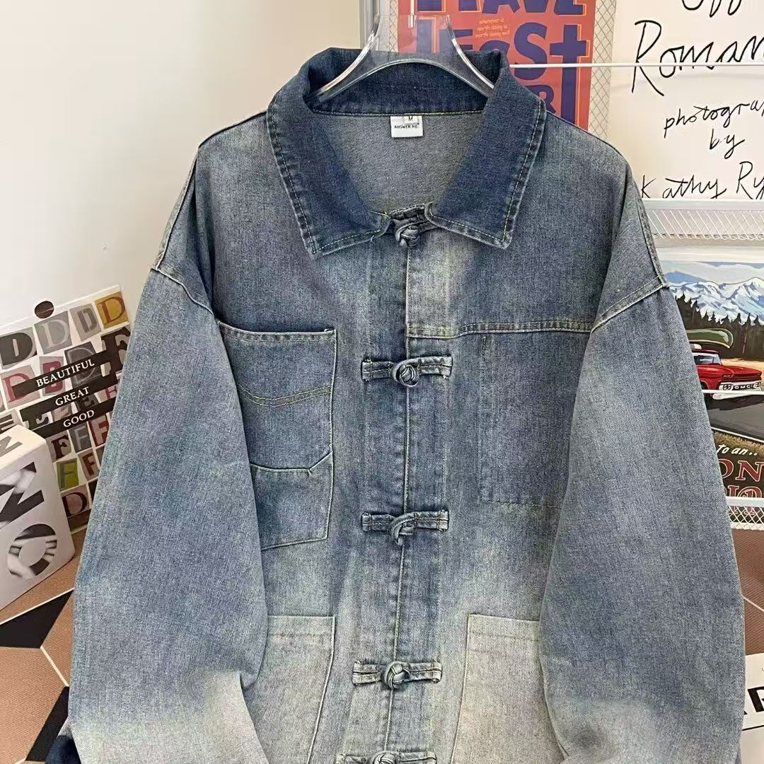 Vintage New Chinese Style Knot Button Denim Jacket Size US M / EU 48-50 / 2 - 3 Thumbnail