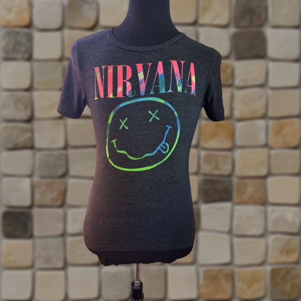 Logo 7 Nirvana T-Shirt Gray Tie-Dye Band Logo Rock Grunge Size S Mens Size US S / EU 44-46 / 1 - 1 Thumbnail