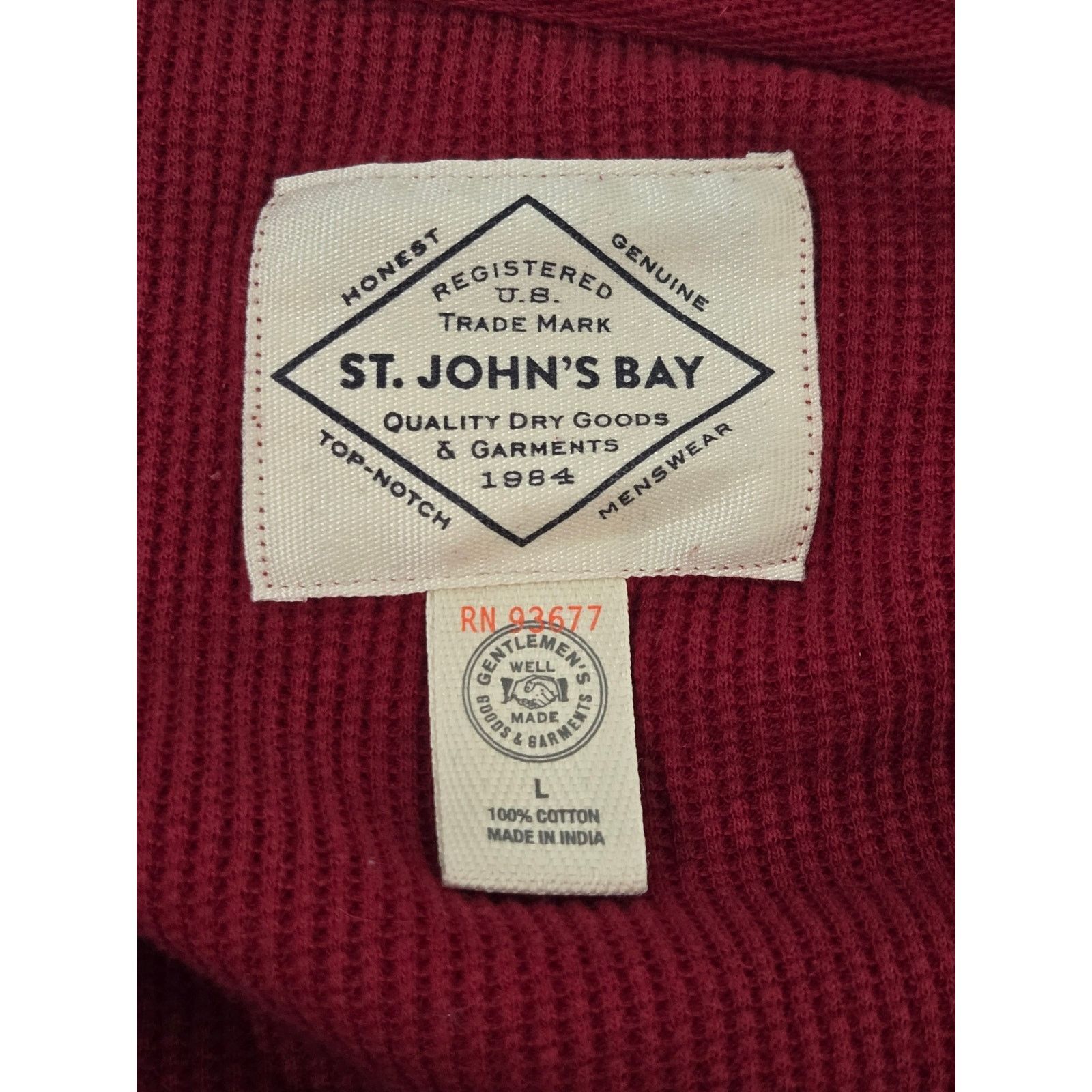 Other St John's Bay Burgundy Long Sleeve Ribbed Shirt Large Size US L / EU 52-54 / 3 - 4 Thumbnail
