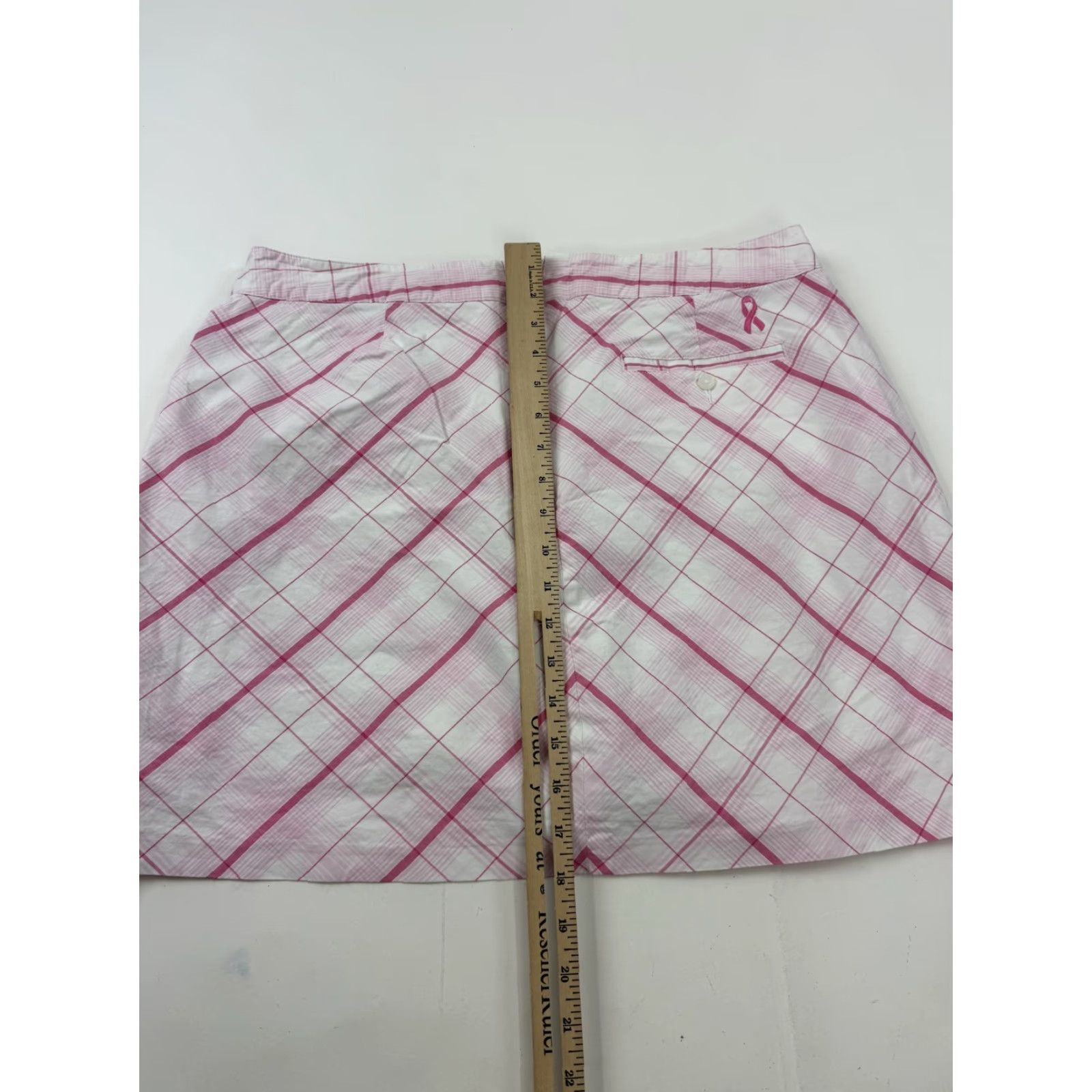 Pinko Lady Hagen Skort Womens 16 Pink Plaid Golf Athletic Built-In Shorts Pink Ribbon Breast Cancer Awareness Pink Plaid Short Skort Womens 16 Size 38" / US 16 / IT 52 - 6 Thumbnail