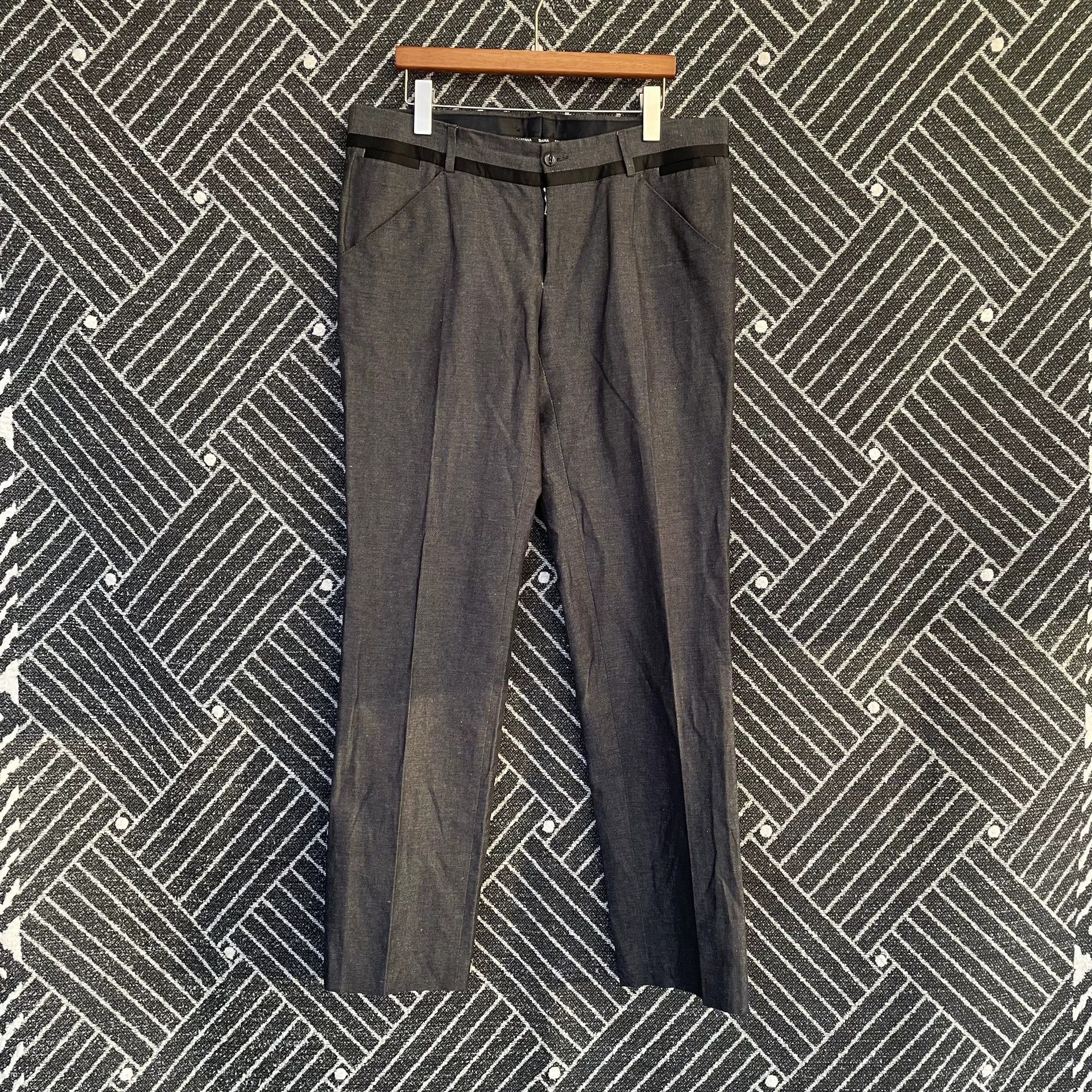 Dolce & Gabbana D&G 95 New Black Linen Trousers Men's 48 IT Size US 41 - 1 Thumbnail