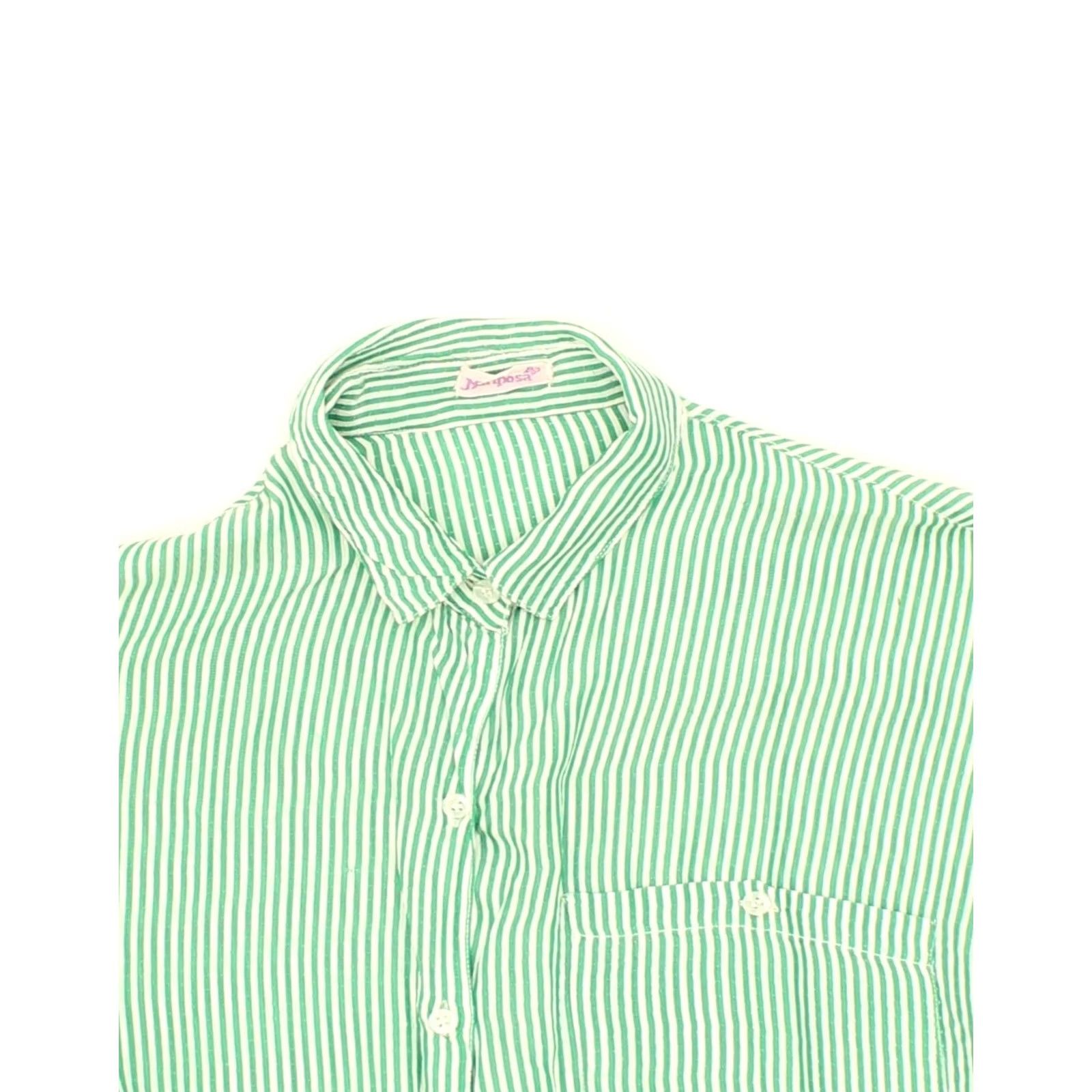 Vintage VINTAGE Womens Shirt UK 18 XL Green Striped Rayon Size XL / US 12-14 / IT 48-50 - 3 Thumbnail