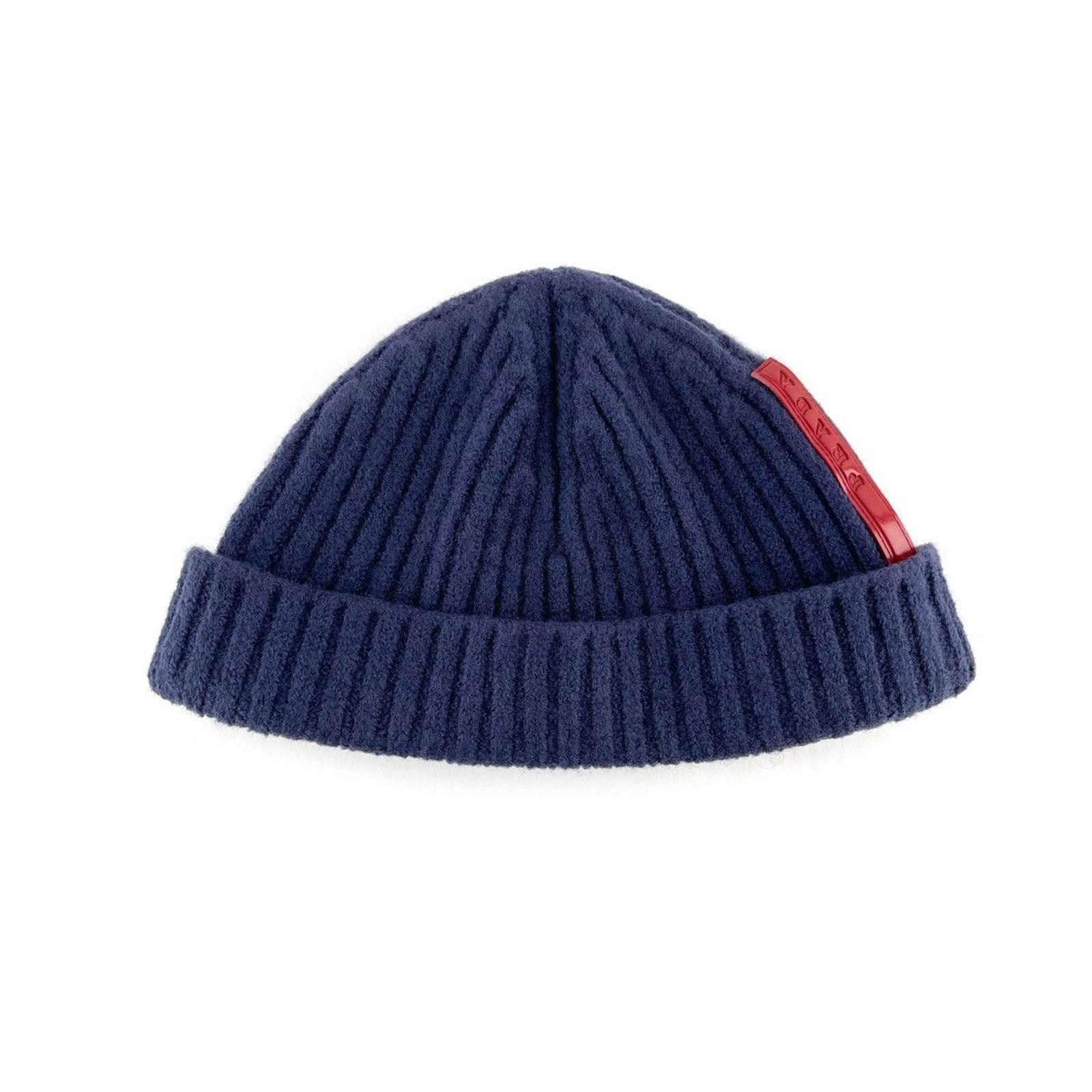 Prada Linea Rossa Logo Vintage Sport Wool Knit Beanie Hat