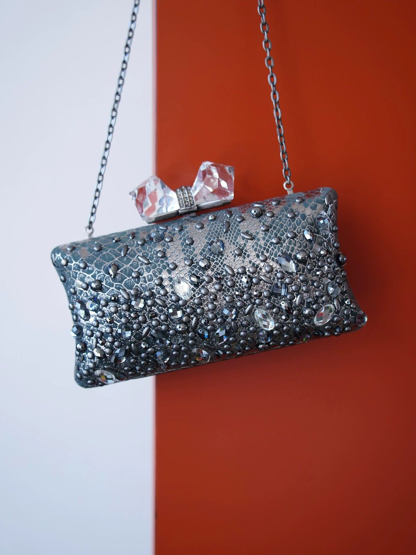 Judith Leiber Judith Leiber Vintage Green Ombre Croc Box Bag Jeweled Chain Size ONE SIZE - 6 Thumbnail