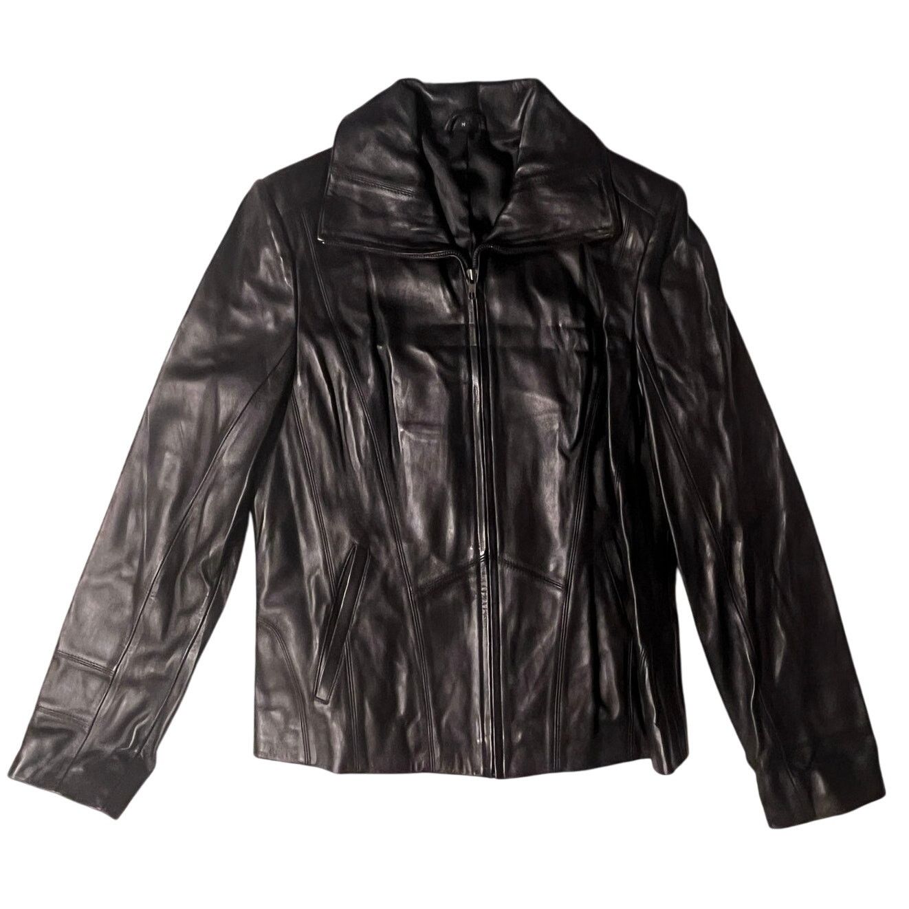 Other Black Leather Zip Front Jacket Sz. M - Sample first fit Size M / US 6-8 / IT 42-44 - 1 Thumbnail