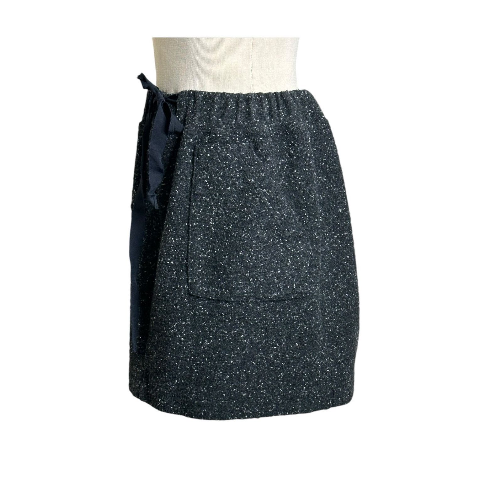 Loft Loft gray pull on front waist tie mini skirt size LP Size 22" - 6 Thumbnail