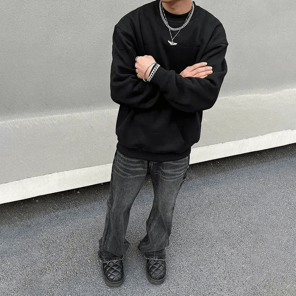 Designer × Japanese Brand × Jean Loose Straight-leg Flared Black Jeans Size US 28 / EU 44 - 3 Thumbnail