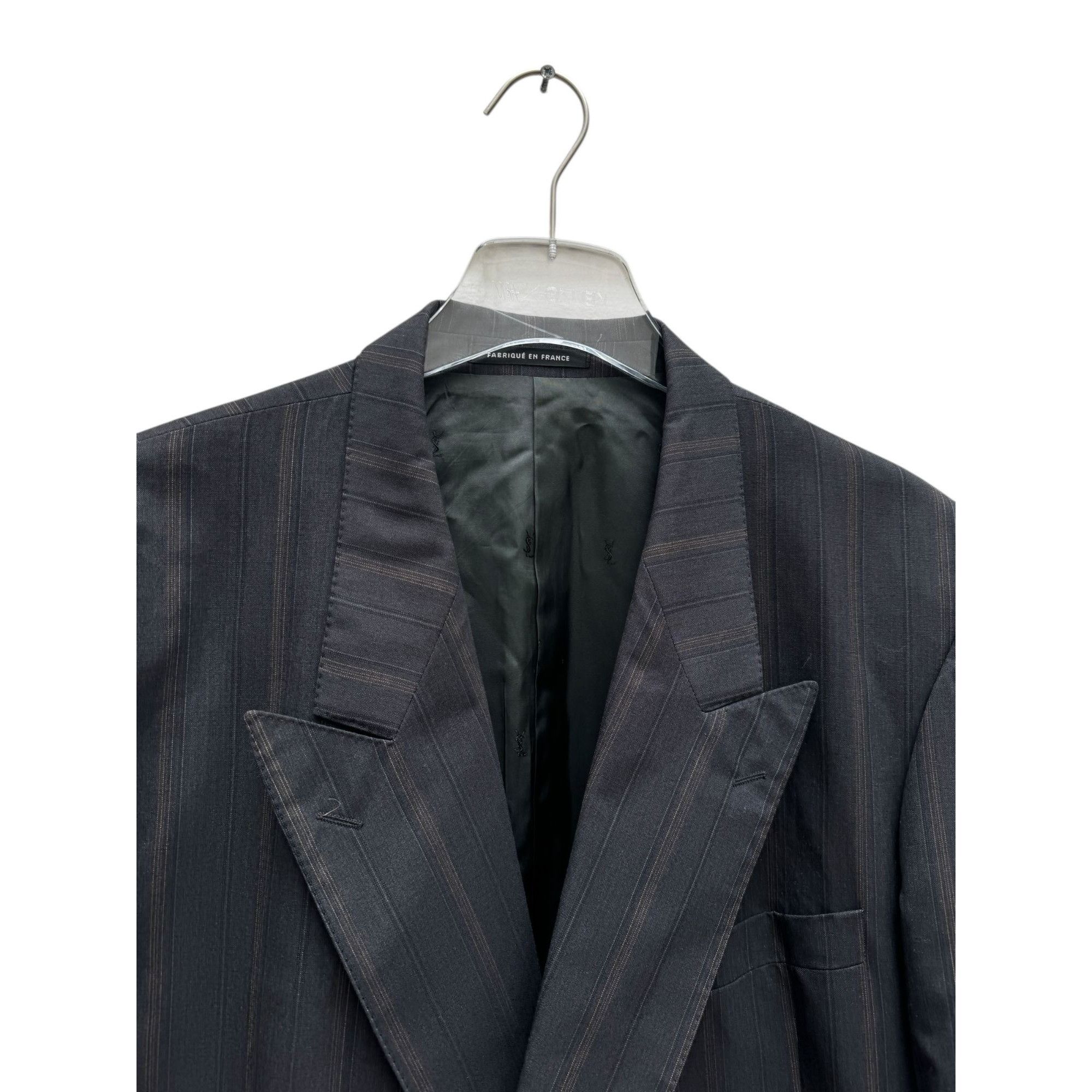 Yves Saint Laurent Grey Wool Striped Blazer Jacket Size 42R - 3 Thumbnail