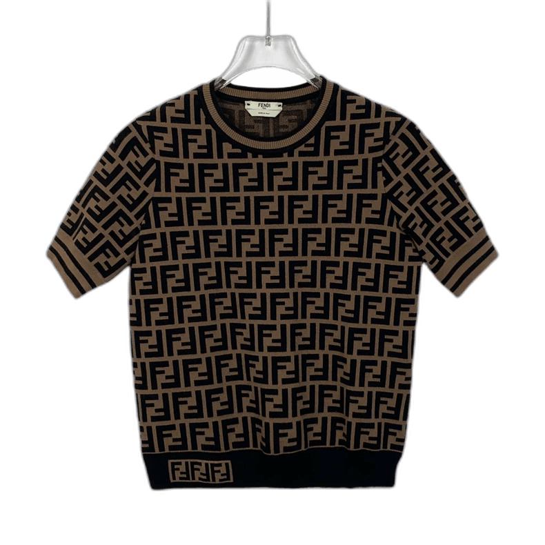 Fendi Fendi Logo Pattern Knit Short Sleeve Top Size US XS / EU 42 / 0 - 1 Thumbnail