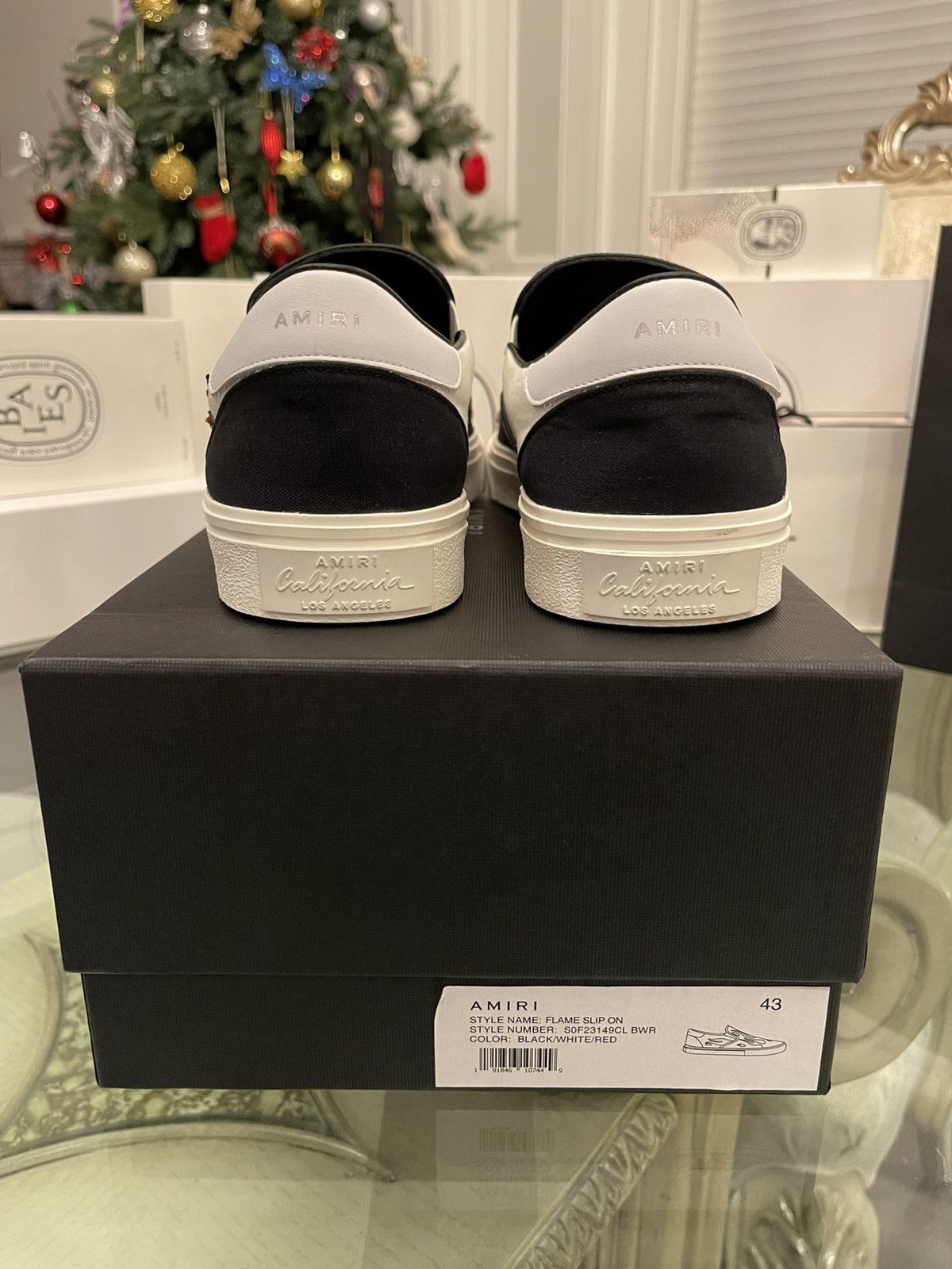 Amiri Amiri Flame Appliqué Slip On Sneakers Black White Red Size US 10 / EU 43 - 3 Thumbnail