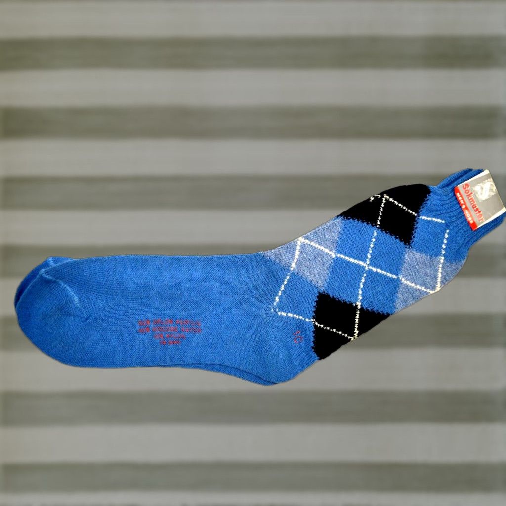VINTAGE Sokmaster Argyle Socks 50s 60s Shades Blue Rayon Cotton 9-11 NWT Socks Mens