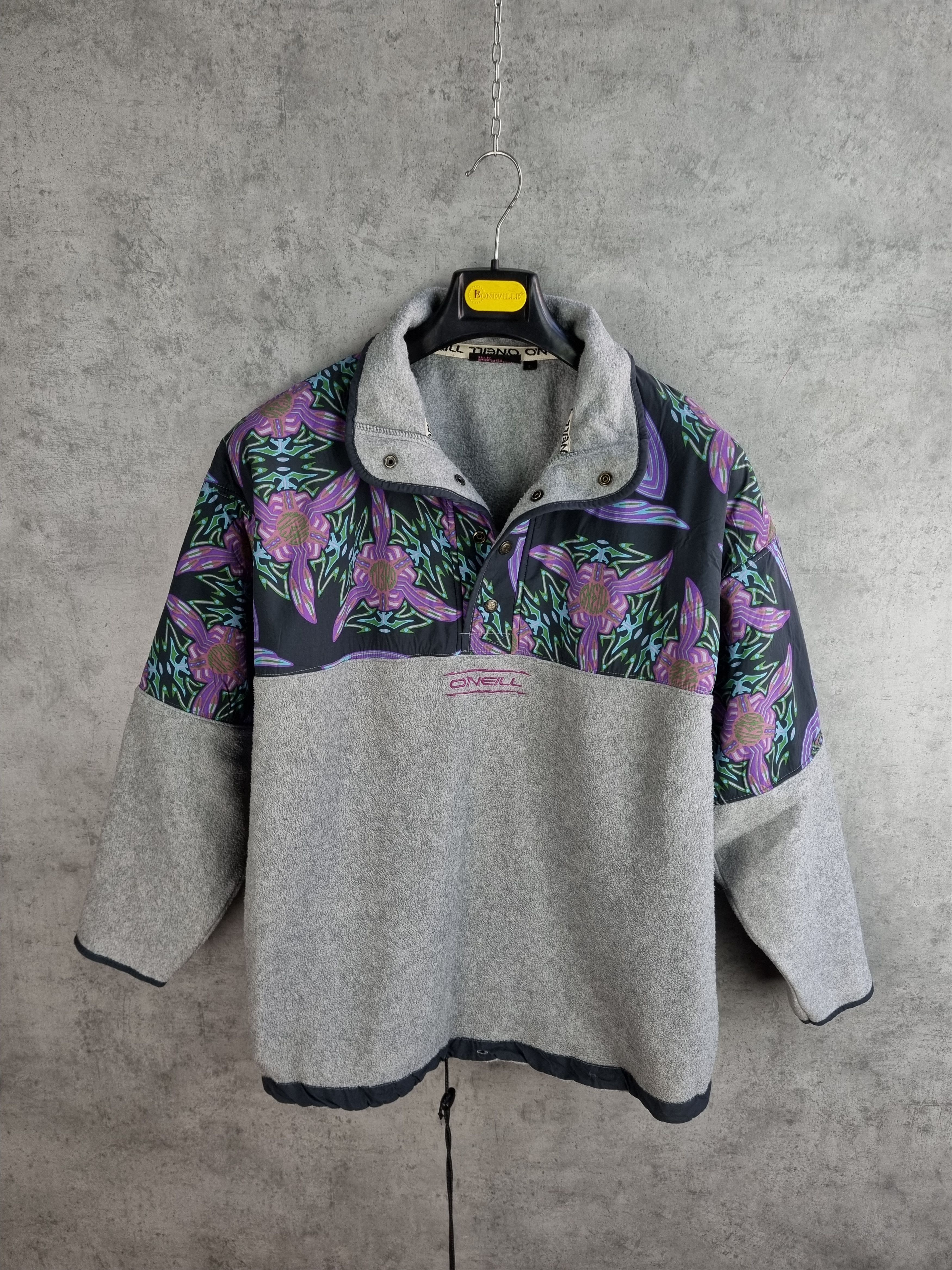 O'Neill × Vintage 80s Vintage ONeill Fleece Nylon Abstract Fractals Pullover Size US L / EU 52-54 / 3 - 5 Thumbnail