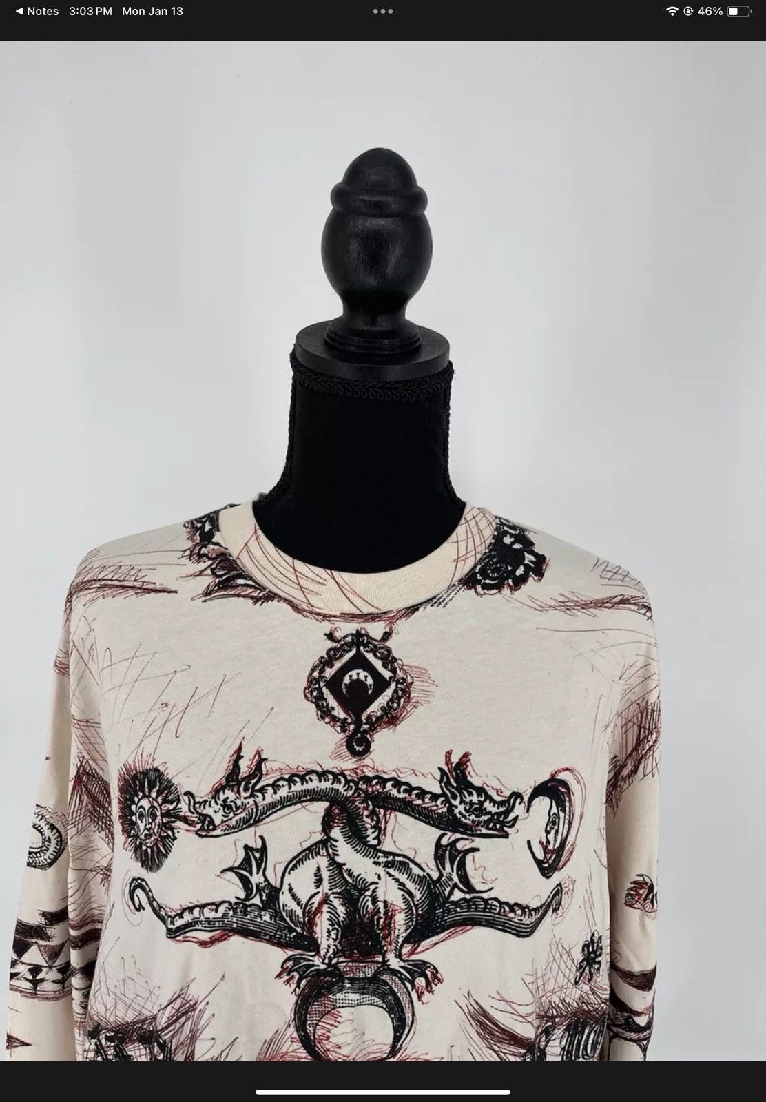 Marine Serre Marine Serre Geotic Relaxed Long-Sleeve Top Dragon Logo Size XL / US 12-14 / IT 48-50 - 2 Thumbnail