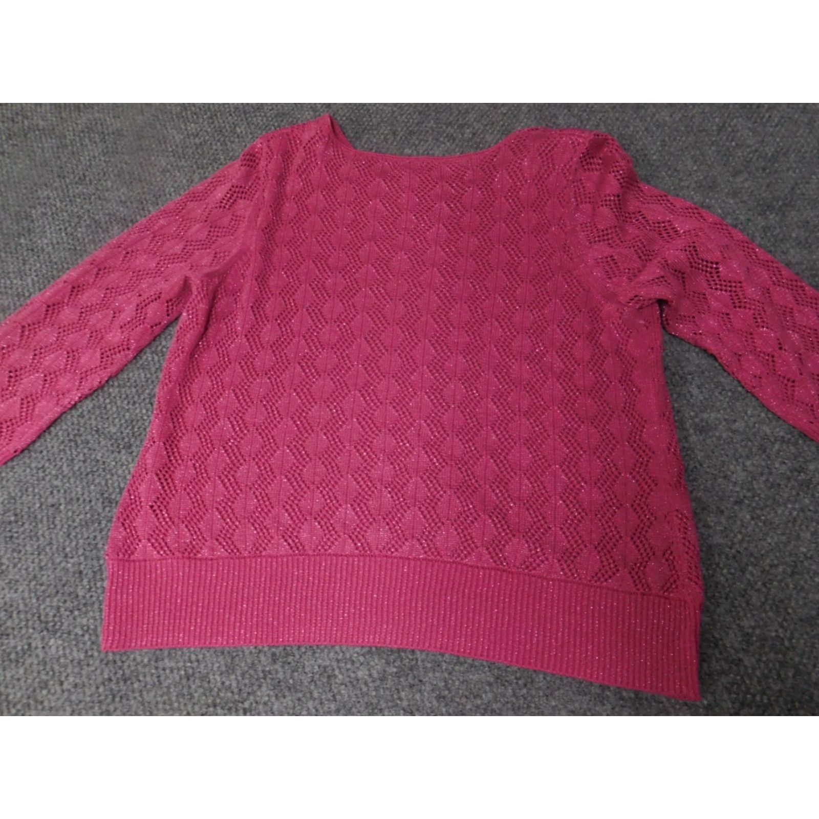 Vintage RQT Womens Sweater 2XL Pink Mock Neck Long Sleeve Knit Open Chest Embroidered Pullover Designer Winter Regular Size XXL / US 16-18 / IT 52-54 - 6 Thumbnail