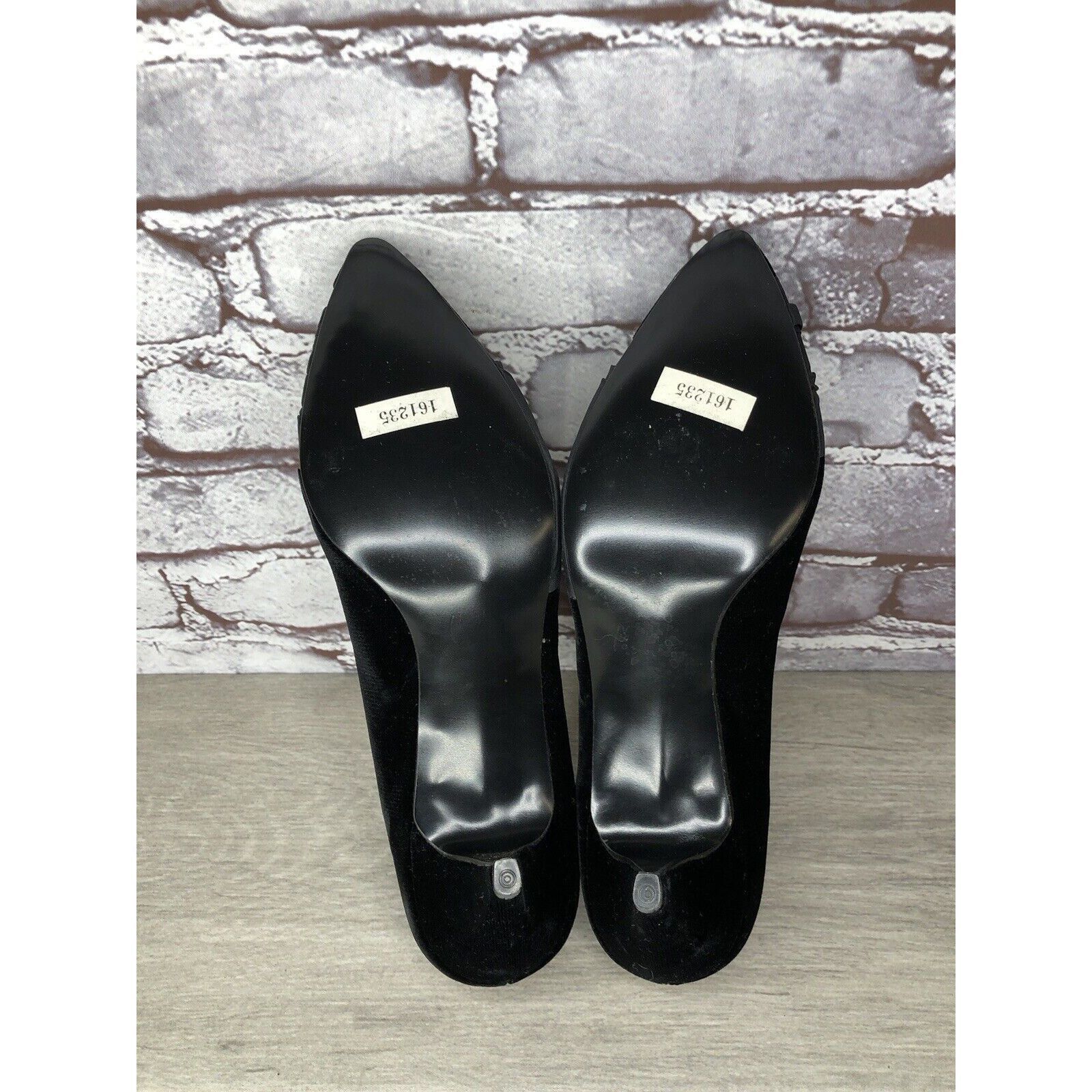 Other Private Collection Black Suede Rhinestone Pointed Toe Pumps Size US 9.5 / IT 39.5 - 19 Thumbnail