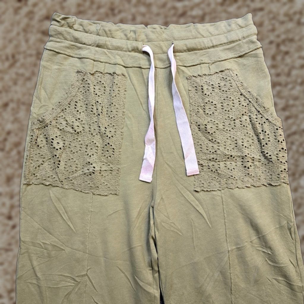 Vintage Daily Practice Pants Women L Green Wide Leg Crochet Sweatpants Casual Lounge Size 36" / US 14 / IT 50 - 1 Thumbnail