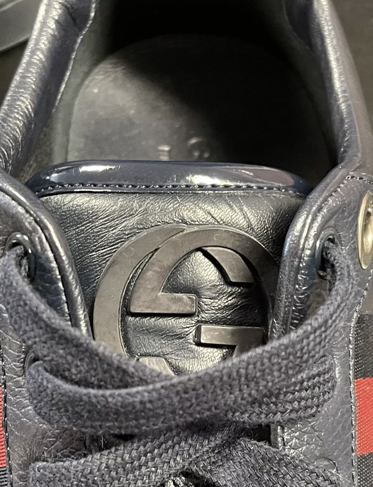Gucci Size 9.5US/9G - Gucci Coda Leather Web Stripe Navy Blue Low Size US 9.5 / EU 42-43 - 9 Thumbnail