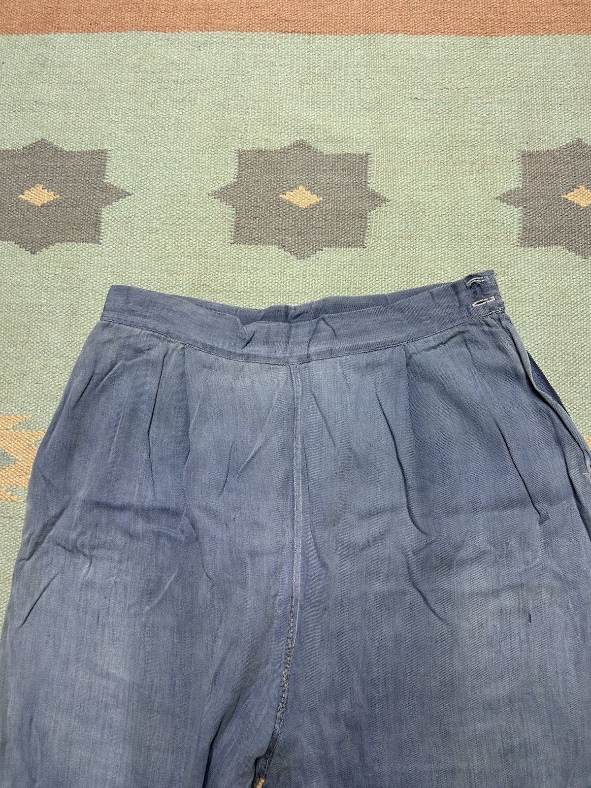 Vintage 1950s side zip pants pedal push farm worn repaired gabardine Size 31" - 10 Thumbnail