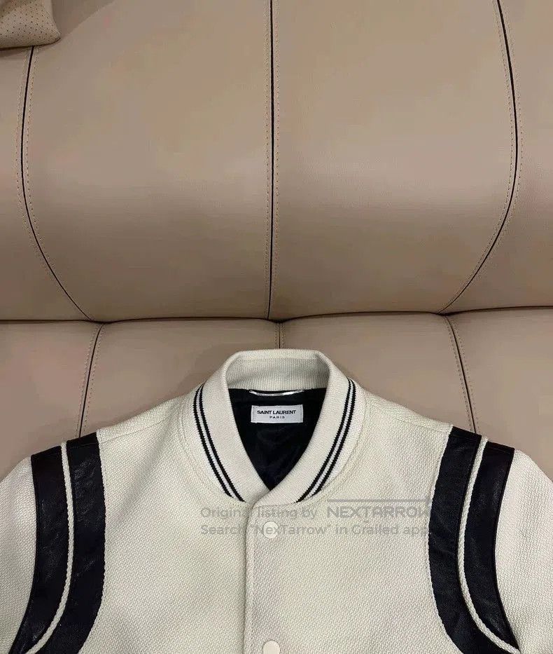 Saint Laurent Paris Saint Laurent White Wool Baseball Jacket. Size US M / EU 48-50 / 2 - 3 Thumbnail