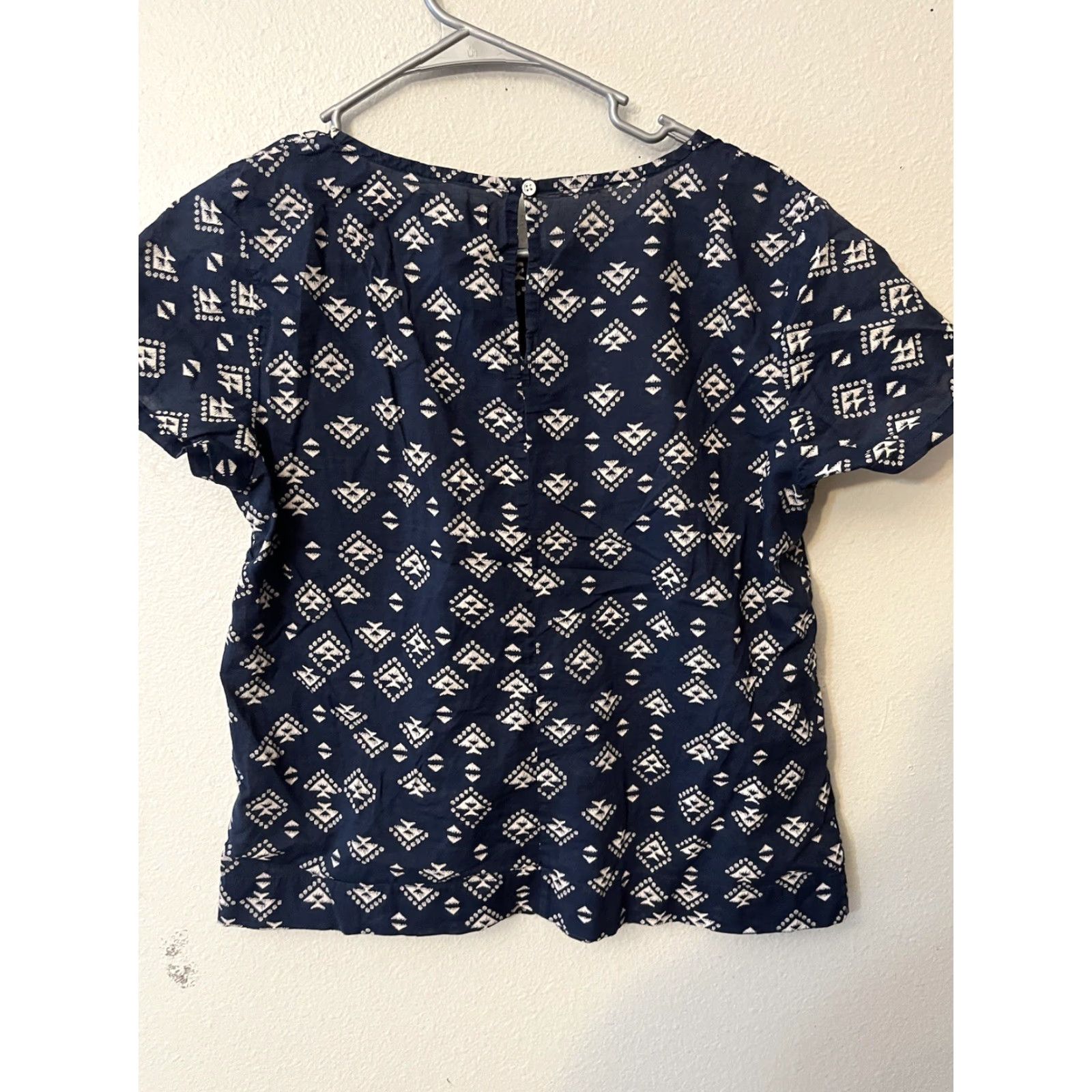 Gap Gap Blouse Short Sleeve Womens M Navy Blue White Geometric Western Print Knit Classic Aztec Summer Casual Shirt Size M / US 6-8 / IT 42-44 - 3 Thumbnail