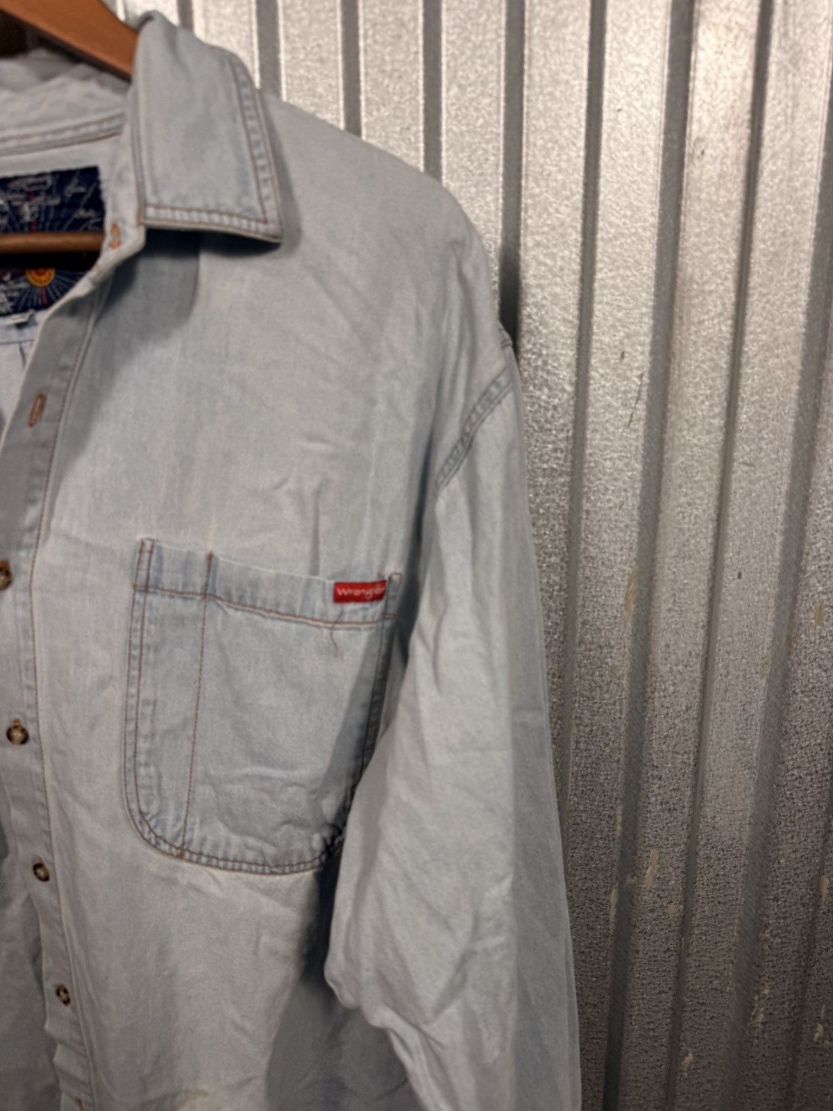 Wrangler Vintage Wrangler Western Denim USA Button Up Shirt Size US XL / EU 56 / 4 - 7 Thumbnail